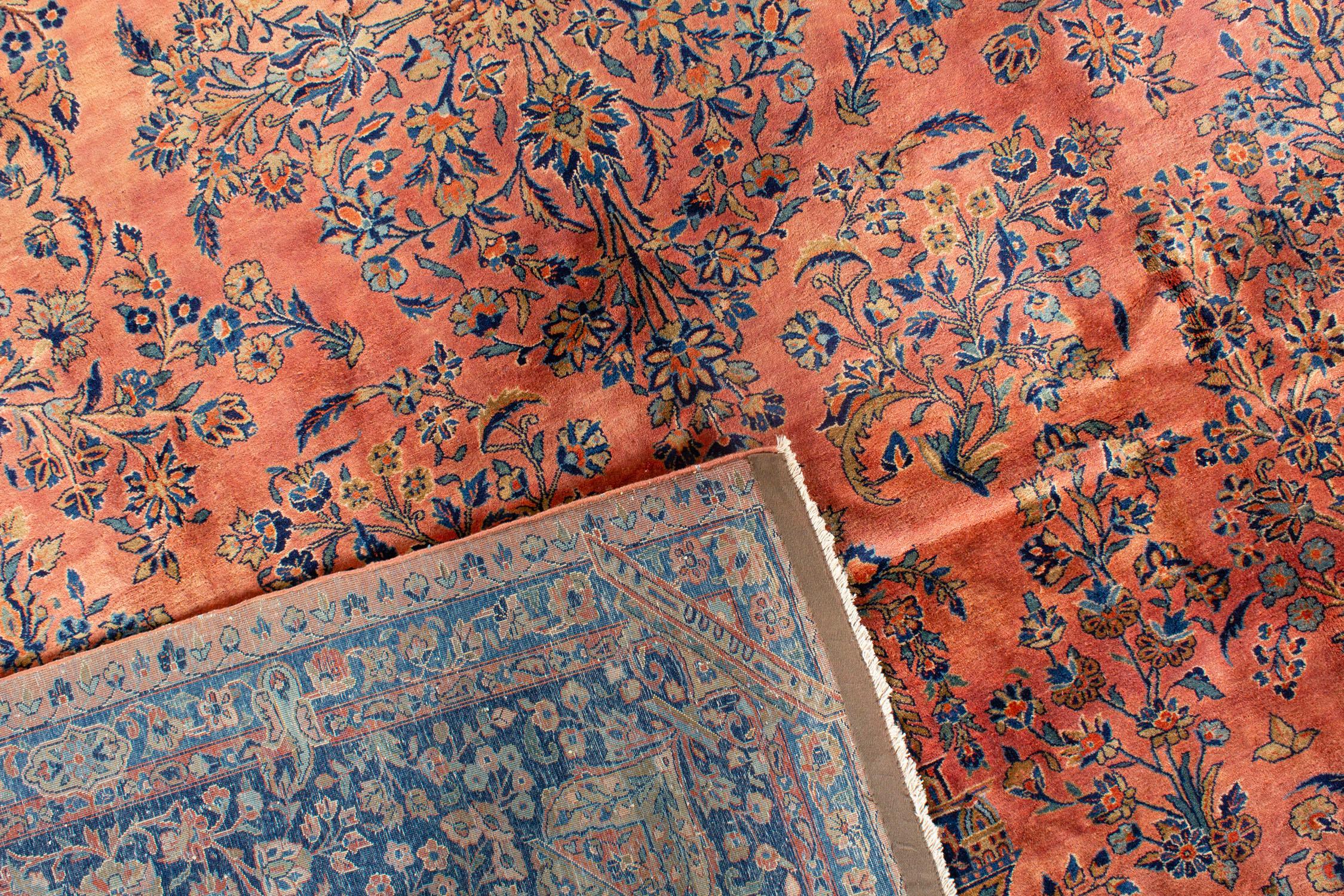 Wool Persian Manchester Kashan Rug Carpet, circa 1900 For Sale