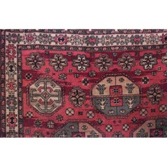 Persian Maroon and Blue Wool Rug