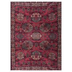 Persian Maroon and Blue Wool Rug