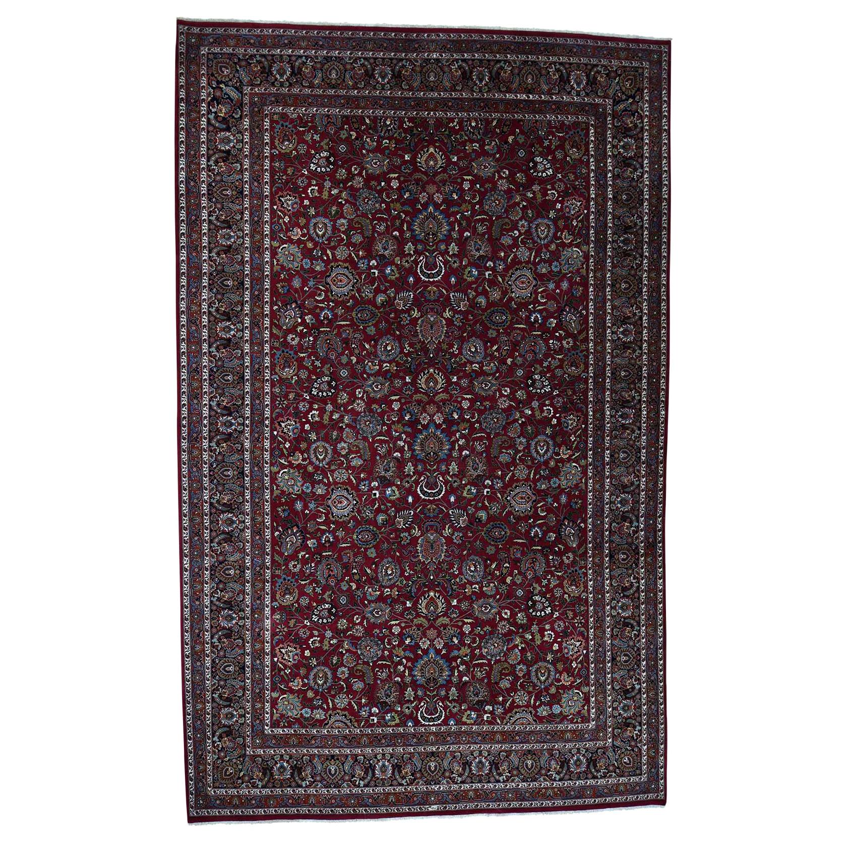 Persian Mashad 300 Kpsi High Quality Oversize Hand-Knotted Oriental Rug, 12'0" x