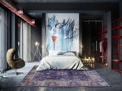 Persian Mashad Architectural Grails Full Pile Hand Knotted Oriental Rug