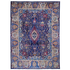 Persian Mashad Architectural Grails Full Pile Hand Knotted Oriental Rug