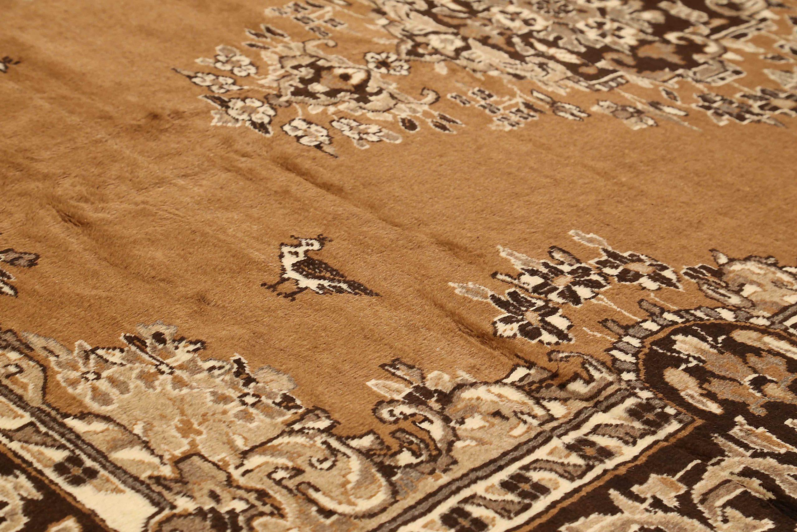Asiatique Tapis persan Mashad - Laine Brown Ivoire 72204 en vente