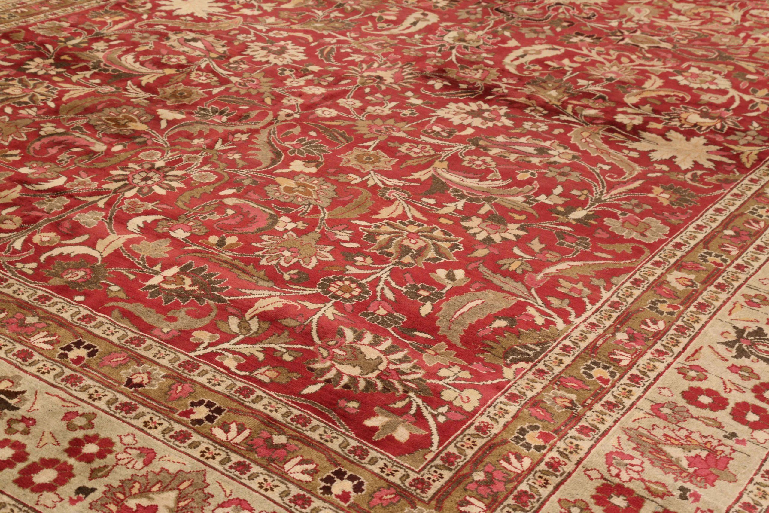 Persische Mashad Teppiche - Wolle Braun Elfenbein Rot 73866 (Asiatisch) im Angebot
