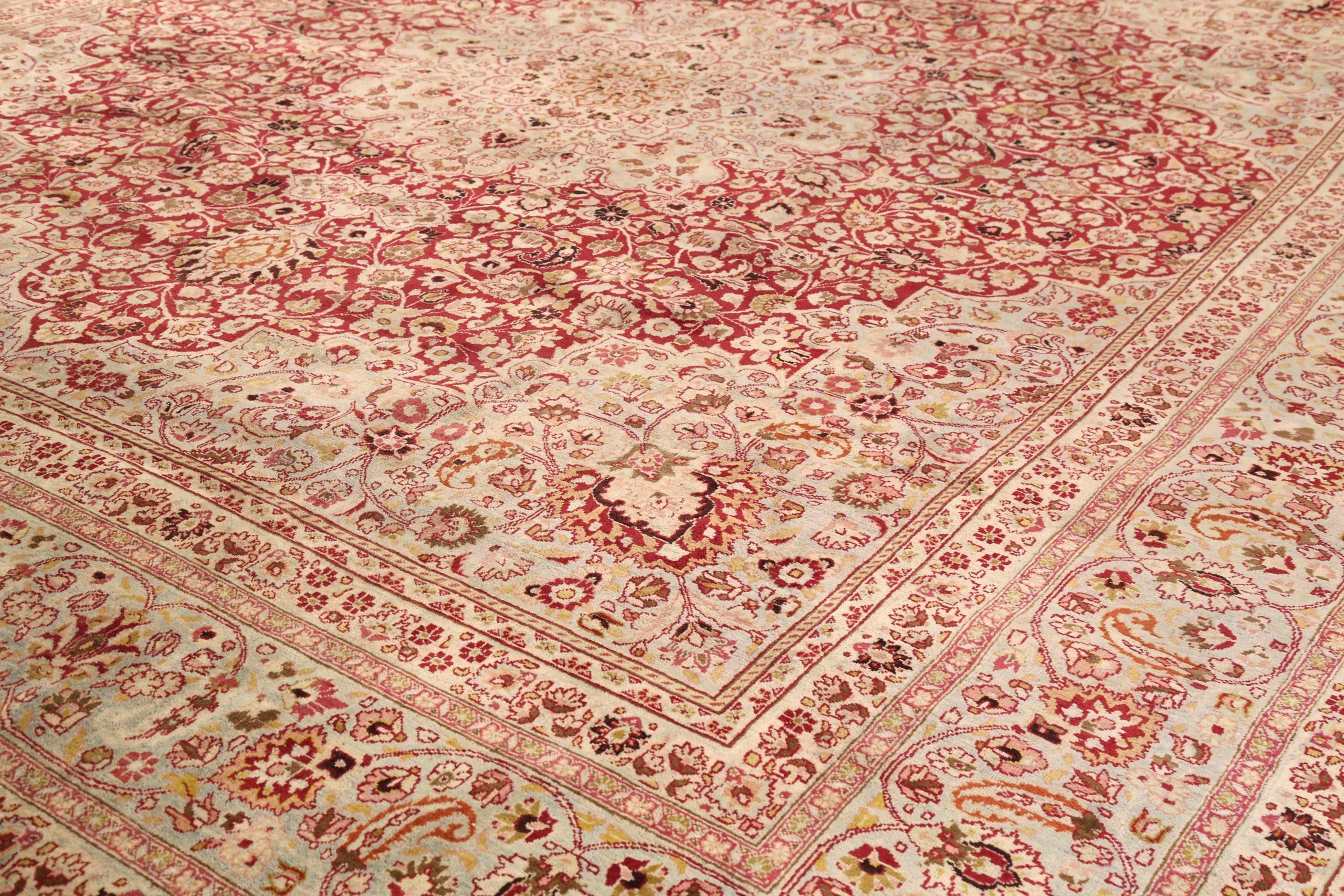 Persische Mashad-Teppiche - Wolle Elfenbeinrot 73910 (Asiatisch) im Angebot