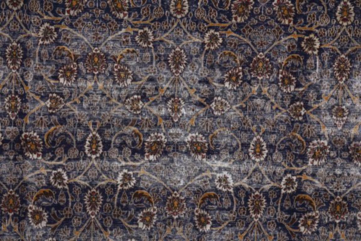 Asiatique Tapis persan Mashad Circa 1910 - Laine Bleu Ivoire Bleu marine Design/One - 91636 en vente