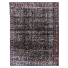 Alfombras Persas Mashad Circa 1910 - Lana Azul Marfil Azul Marino Diseño - 91636