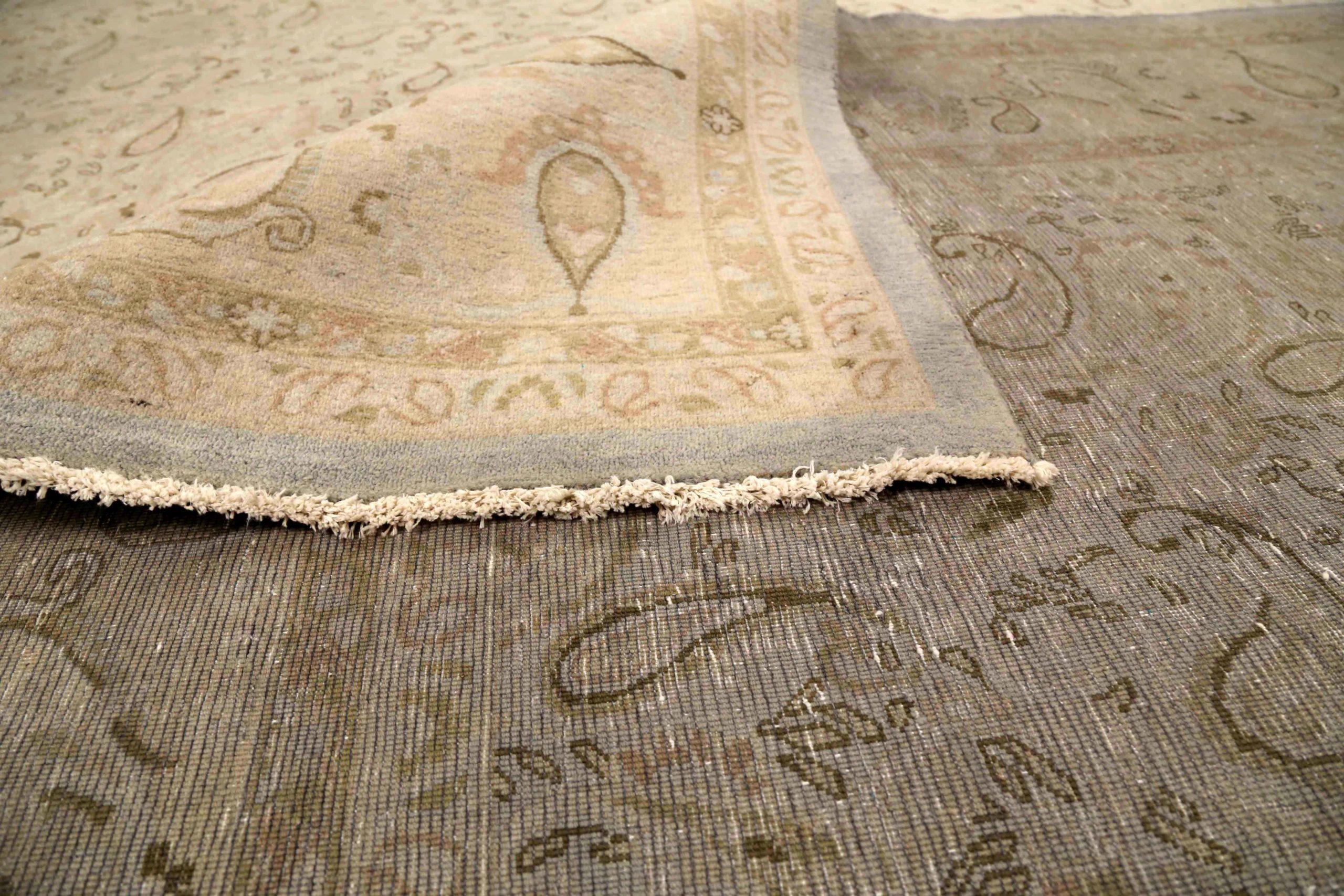 Tapis persan Mashad Circa 1910 - Laine Brown Ivory 73773 Excellent état - En vente à Dallas, TX