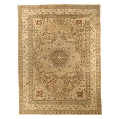 Persian Mashad Area Rugs Circa 1910 - Wool Brown Ivory Design - 75585