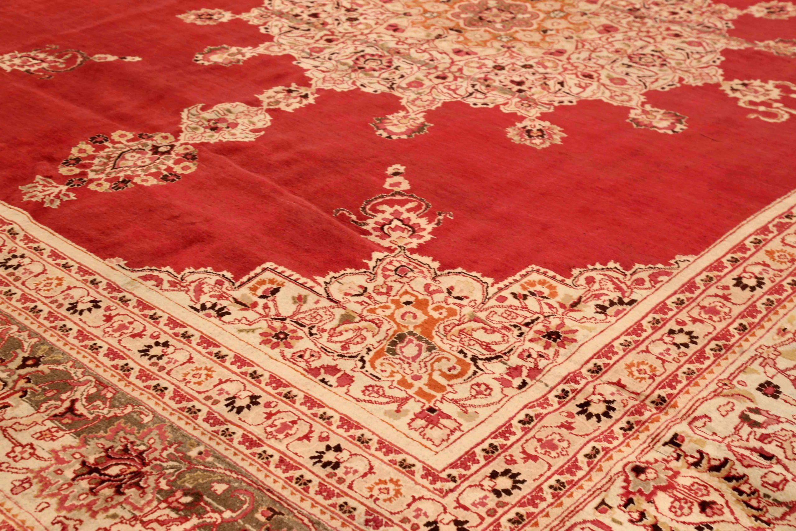 Persische Mashad-Teppiche Circa 1910 - Wolle Elfenbein Rot 73863 (Asiatisch) im Angebot