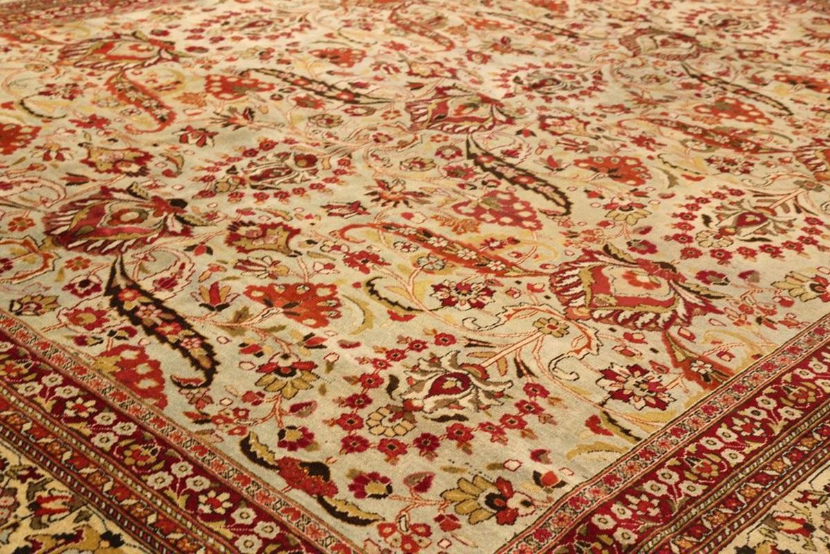 Persische Mashad Bereich Teppiche CIRCA 1910 - Wolle Elfenbein Rot Gelb 73913 im Zustand „Hervorragend“ im Angebot in Dallas, TX
