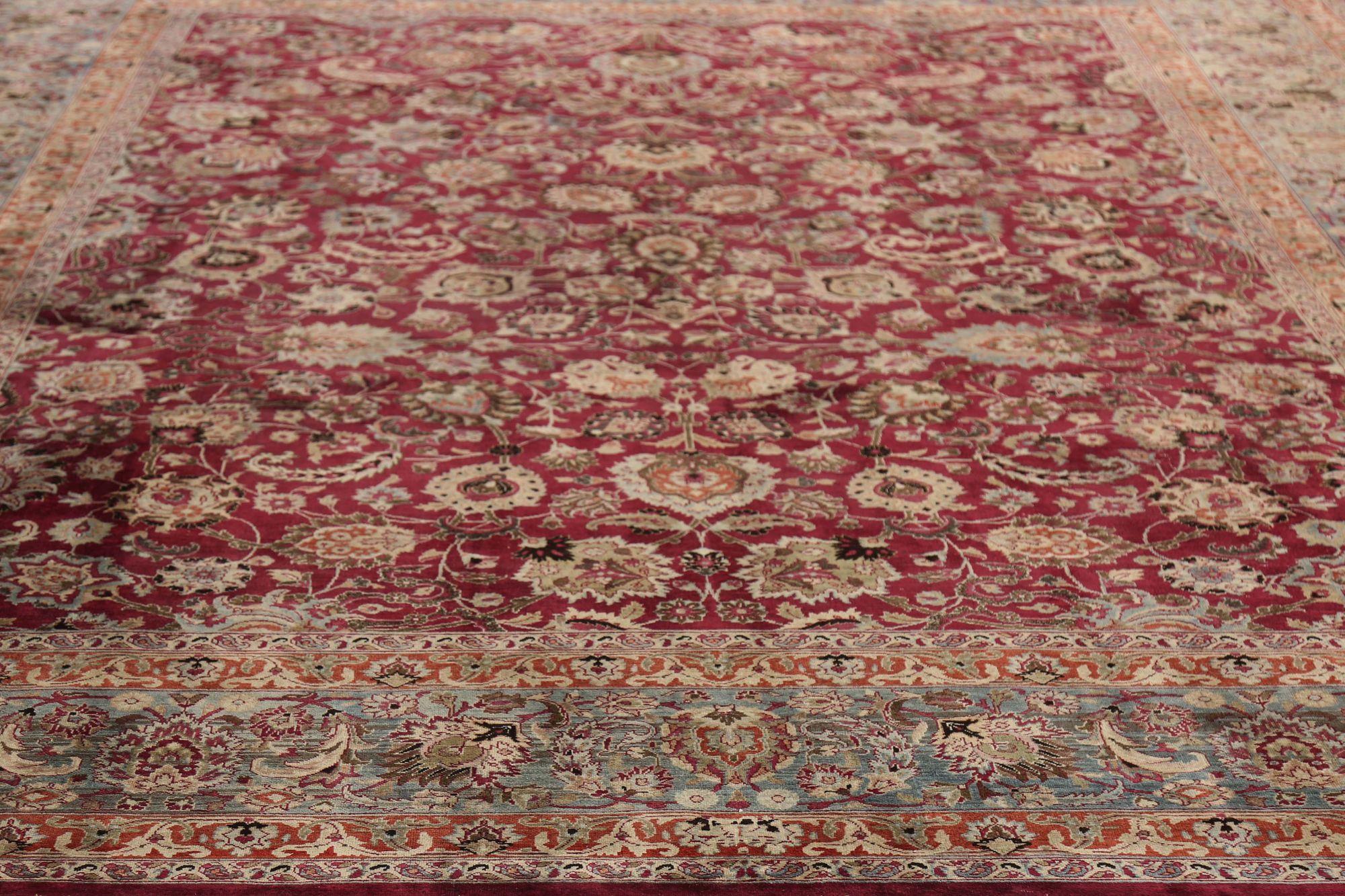 Persische Mashad-Teppiche - Wolle Blau Elfenbein Rot Design - 97207 im Zustand „Hervorragend“ im Angebot in Dallas, TX