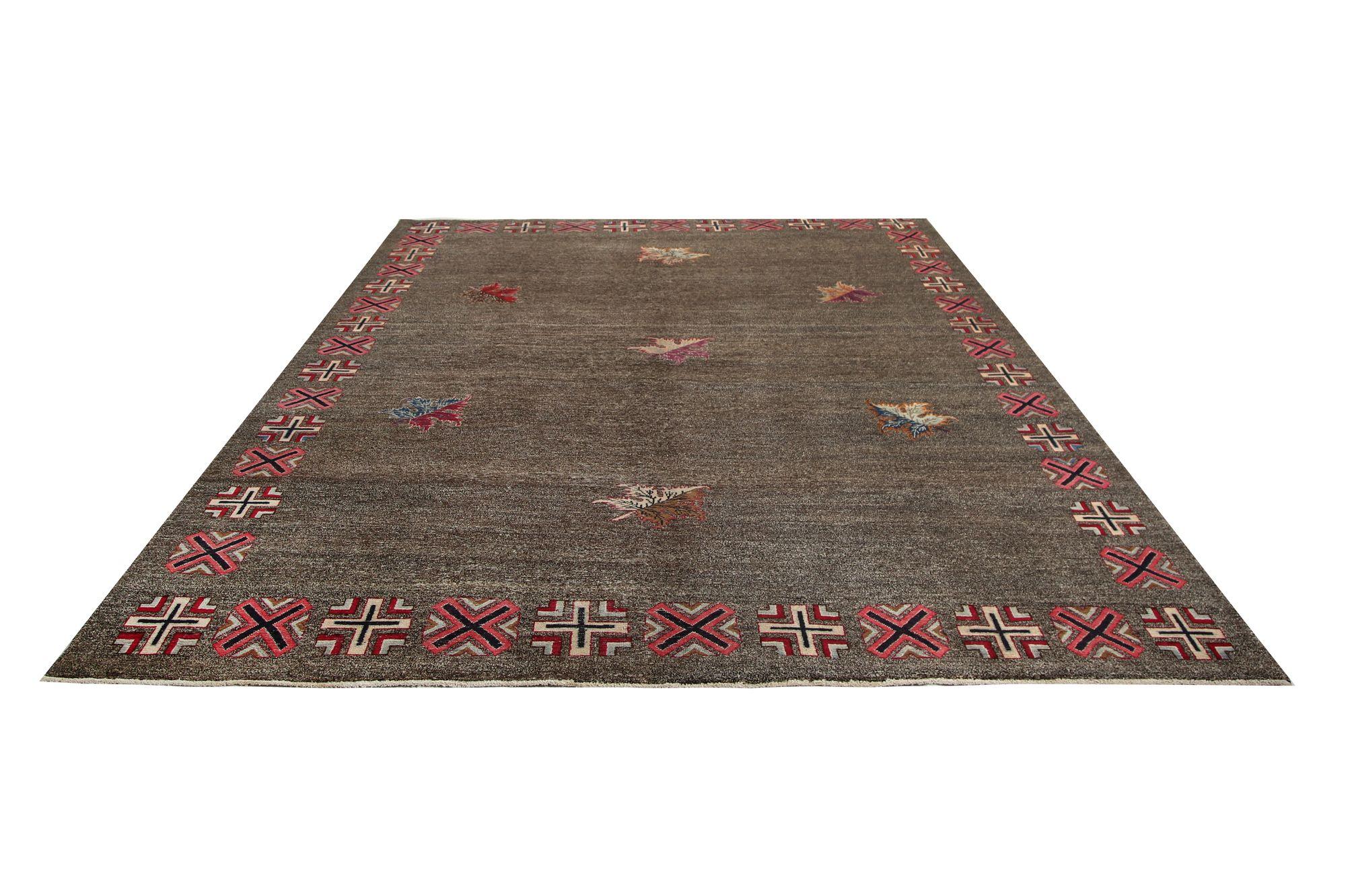Tappeti persiani Mashad - Disegno in lana marrone - 97219 In condizioni ottime in vendita a Dallas, TX