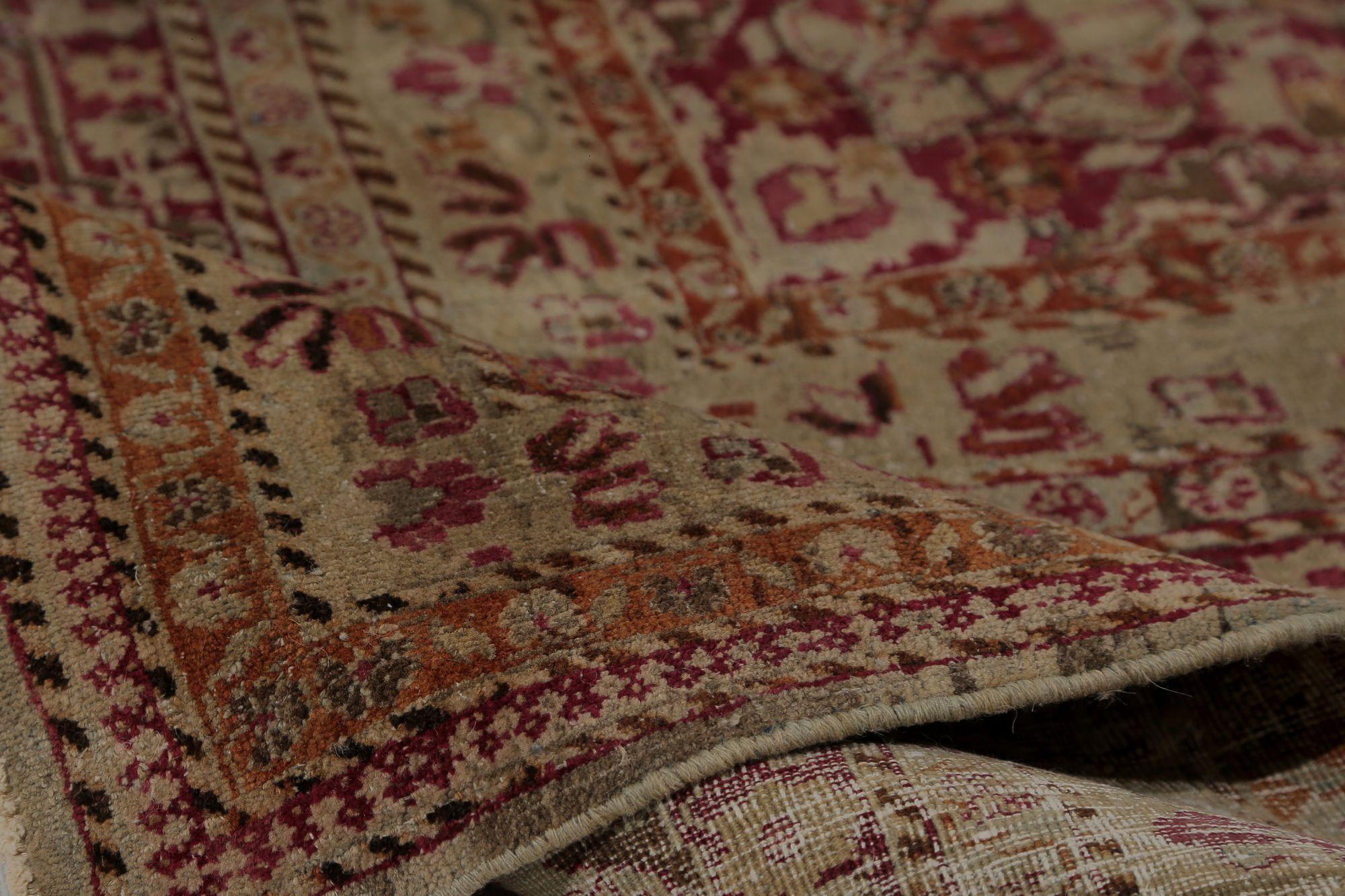 Persische Mashad Teppiche - Wolle Braun Rot Taupe Design - 97800 (20. Jahrhundert) im Angebot