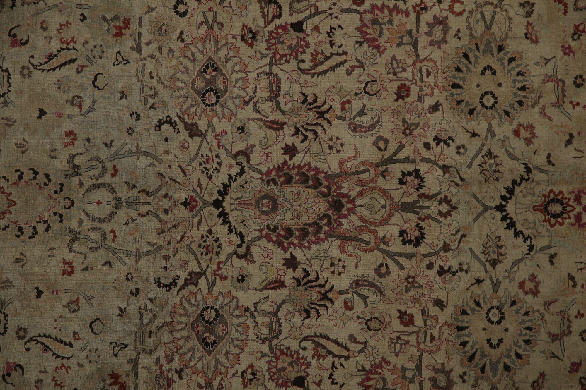 Persische Mashad Teppiche - Wolle Braun Rot Taupe Design - 97843 (20. Jahrhundert) im Angebot