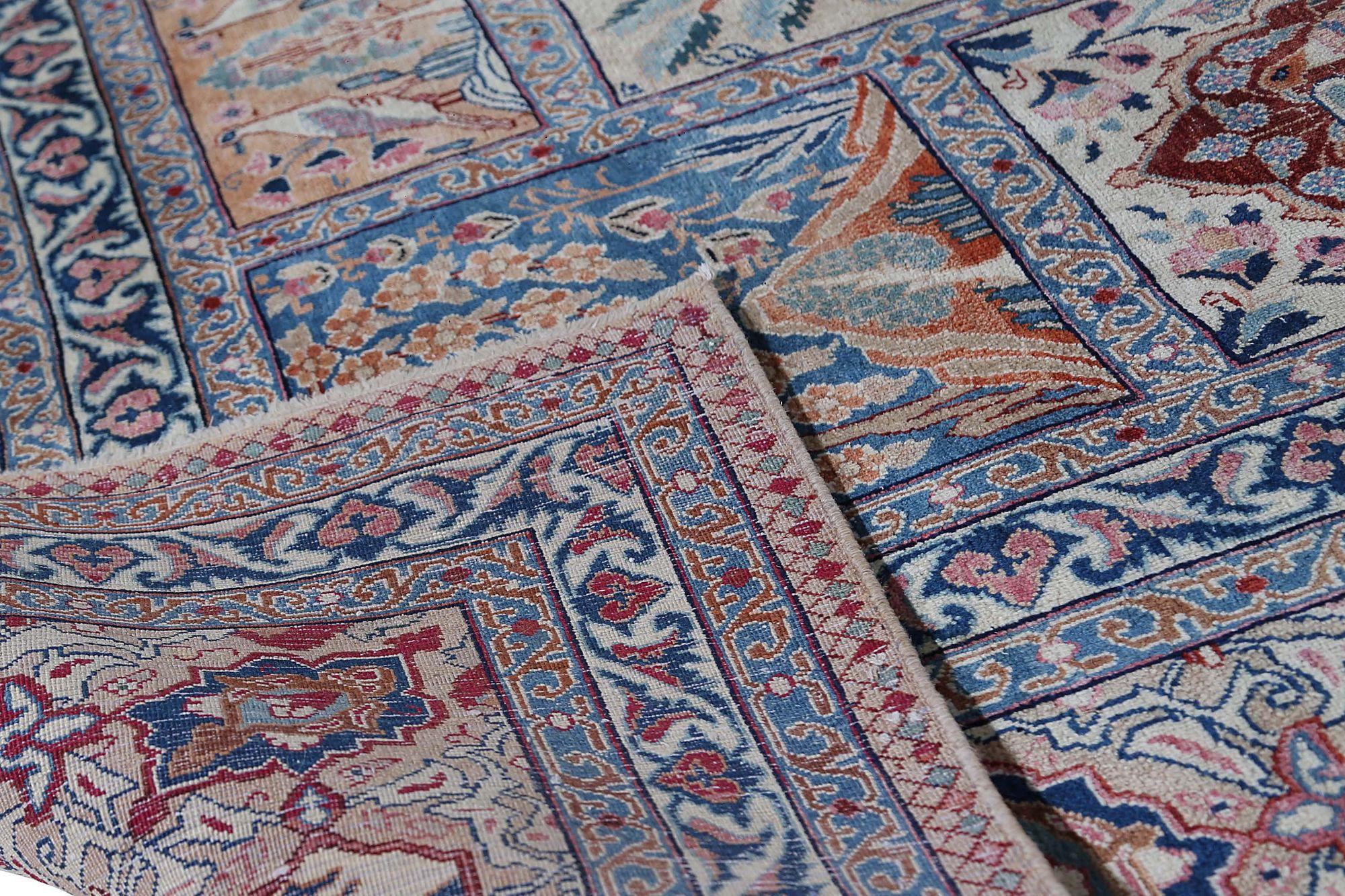 Persische Mashad-Teppiche – Wolle, elfenbeinfarbenes Design – 96662 (20. Jahrhundert) im Angebot