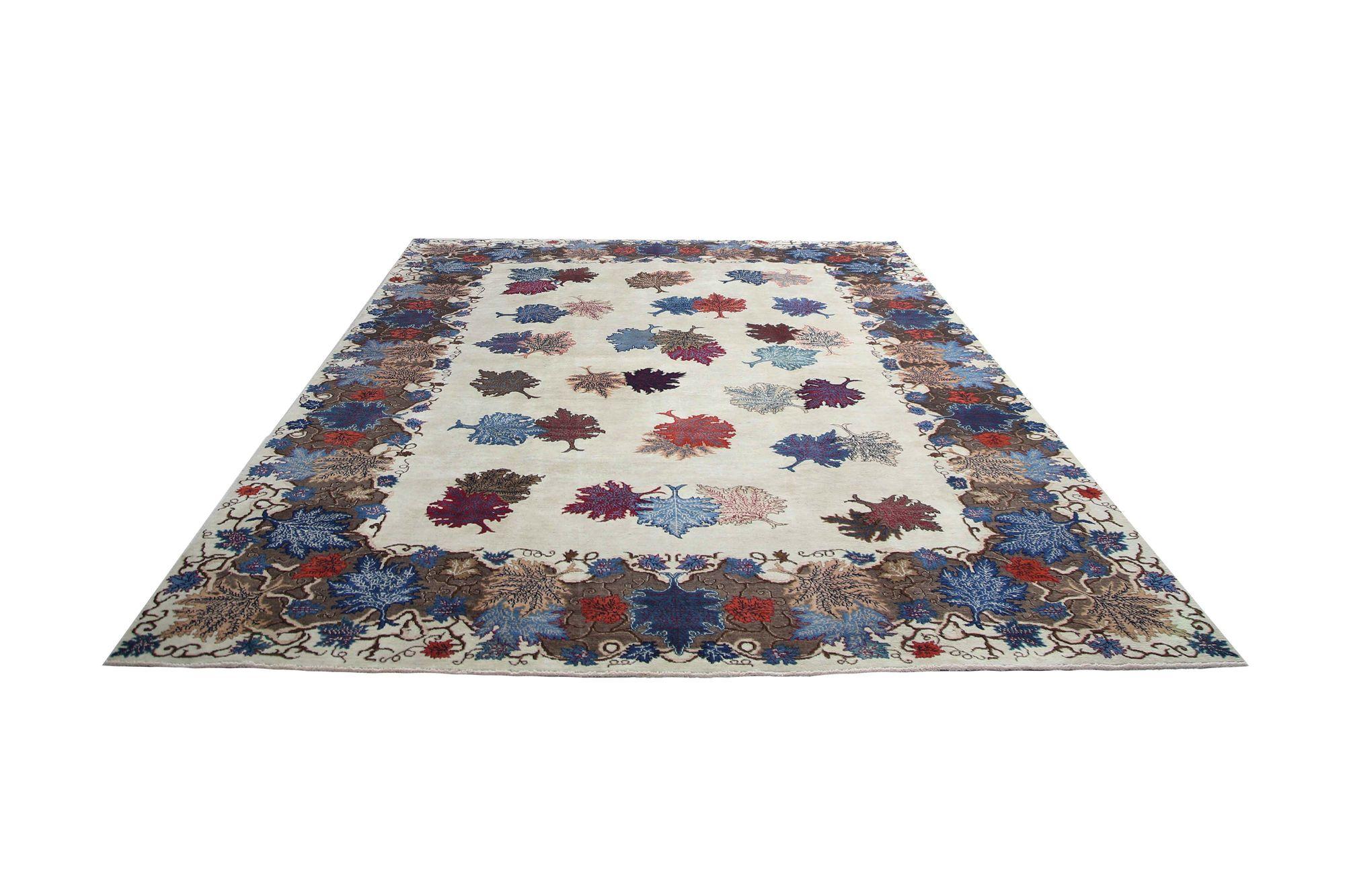Persische Mashad-Teppiche – Wolle, elfenbeinfarbenes Design – 96805 im Zustand „Hervorragend“ im Angebot in Dallas, TX
