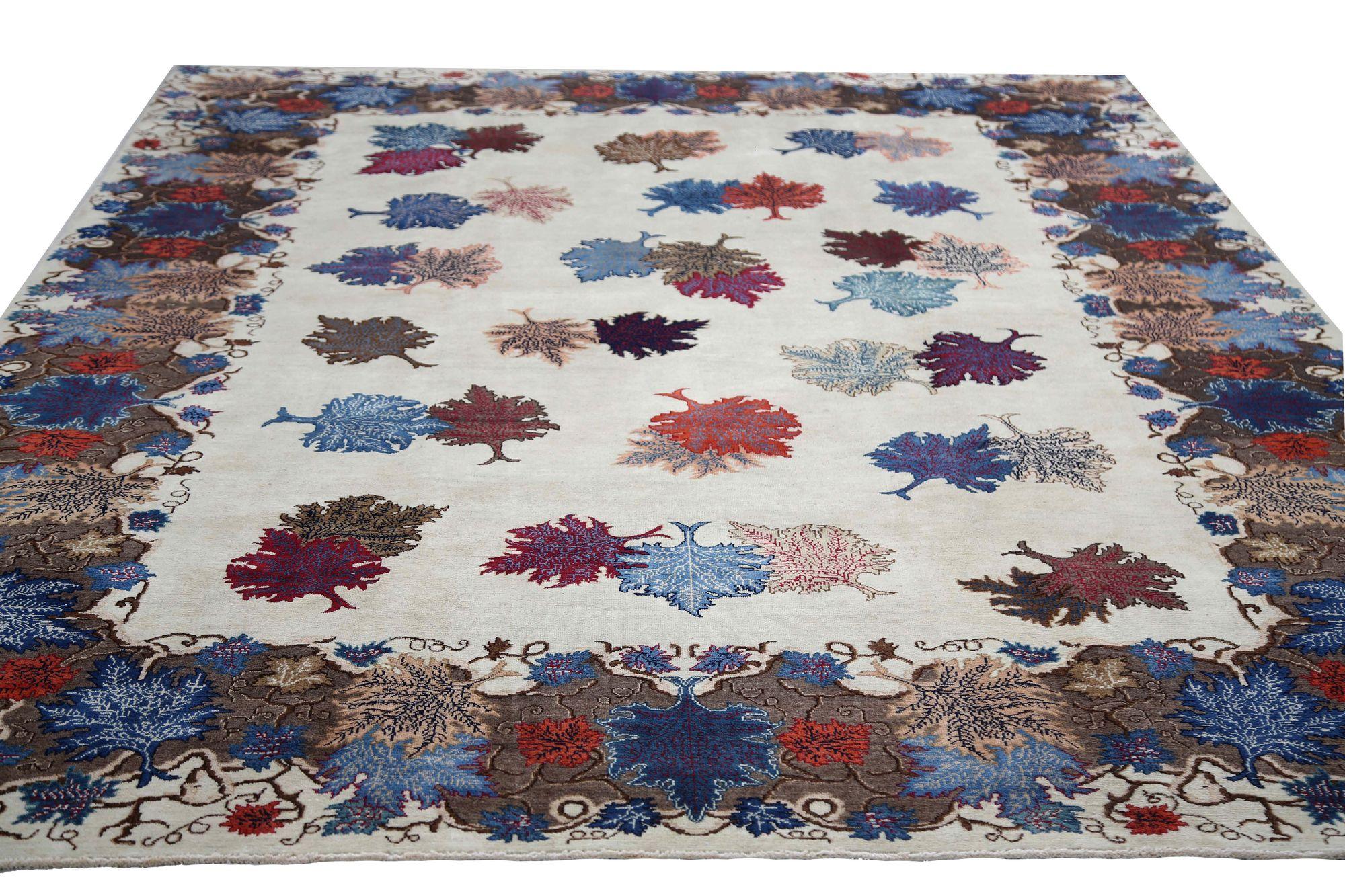 Persische Mashad-Teppiche – Wolle, elfenbeinfarbenes Design – 96805 (20. Jahrhundert) im Angebot