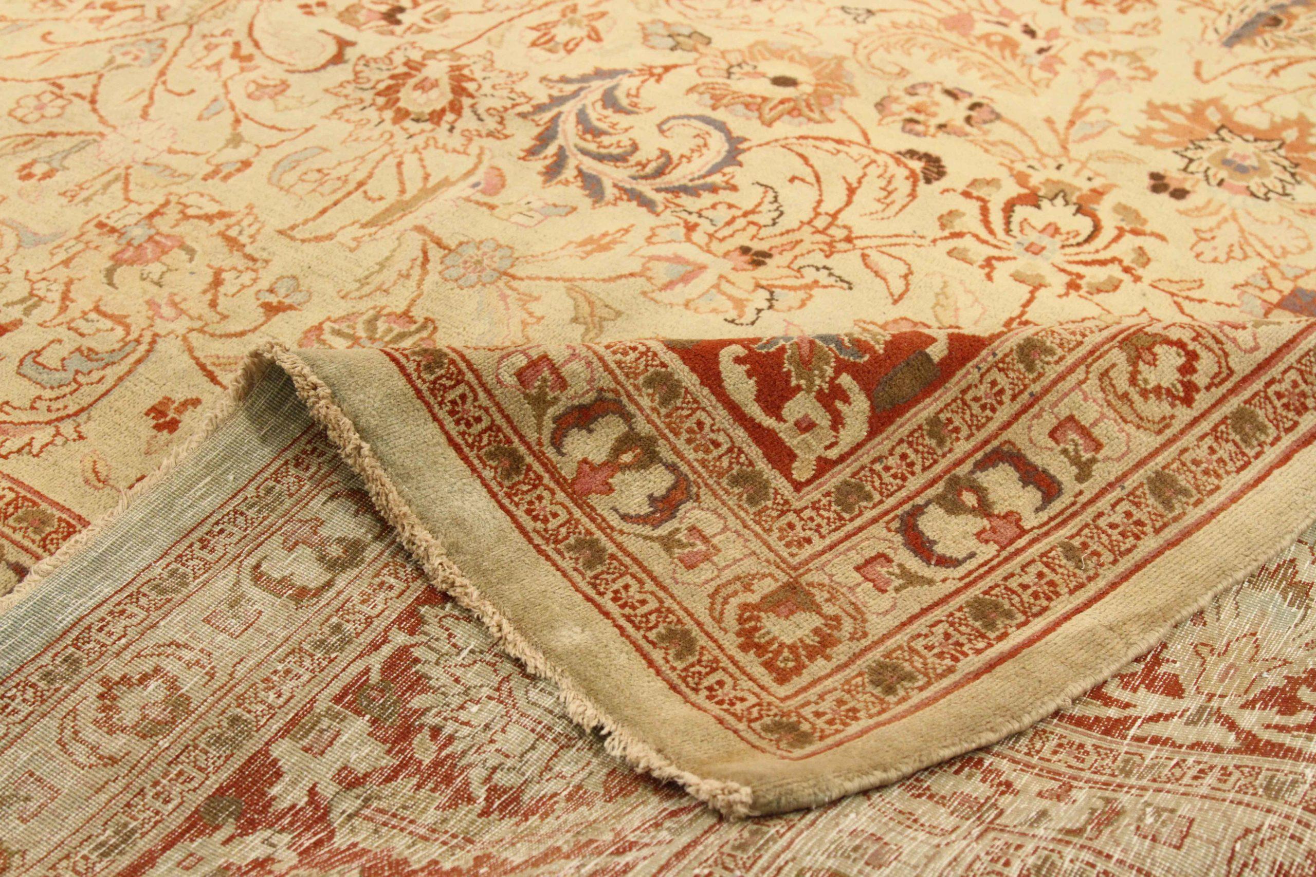 Persische Mashad Teppiche - Wolle Elfenbein Rot Gelb Design - 76045 im Zustand „Hervorragend“ im Angebot in Dallas, TX