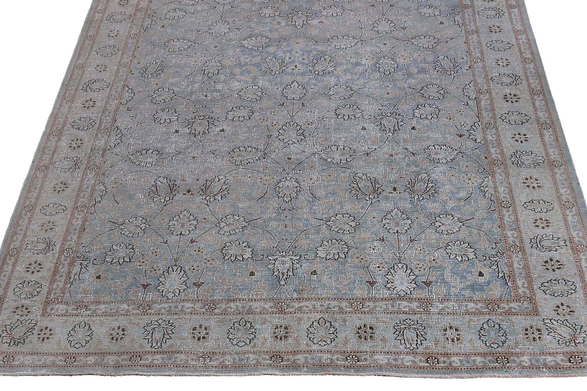 Persische Mashad-Teppiche - Wolle Hellblau Design - 97157 im Zustand „Hervorragend“ im Angebot in Dallas, TX
