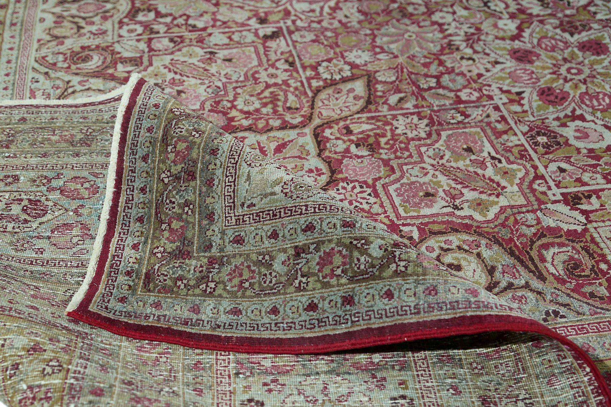 Persische Mashad-Teppiche – Wolle, rotes Design – 97232 (Irakisch) im Angebot