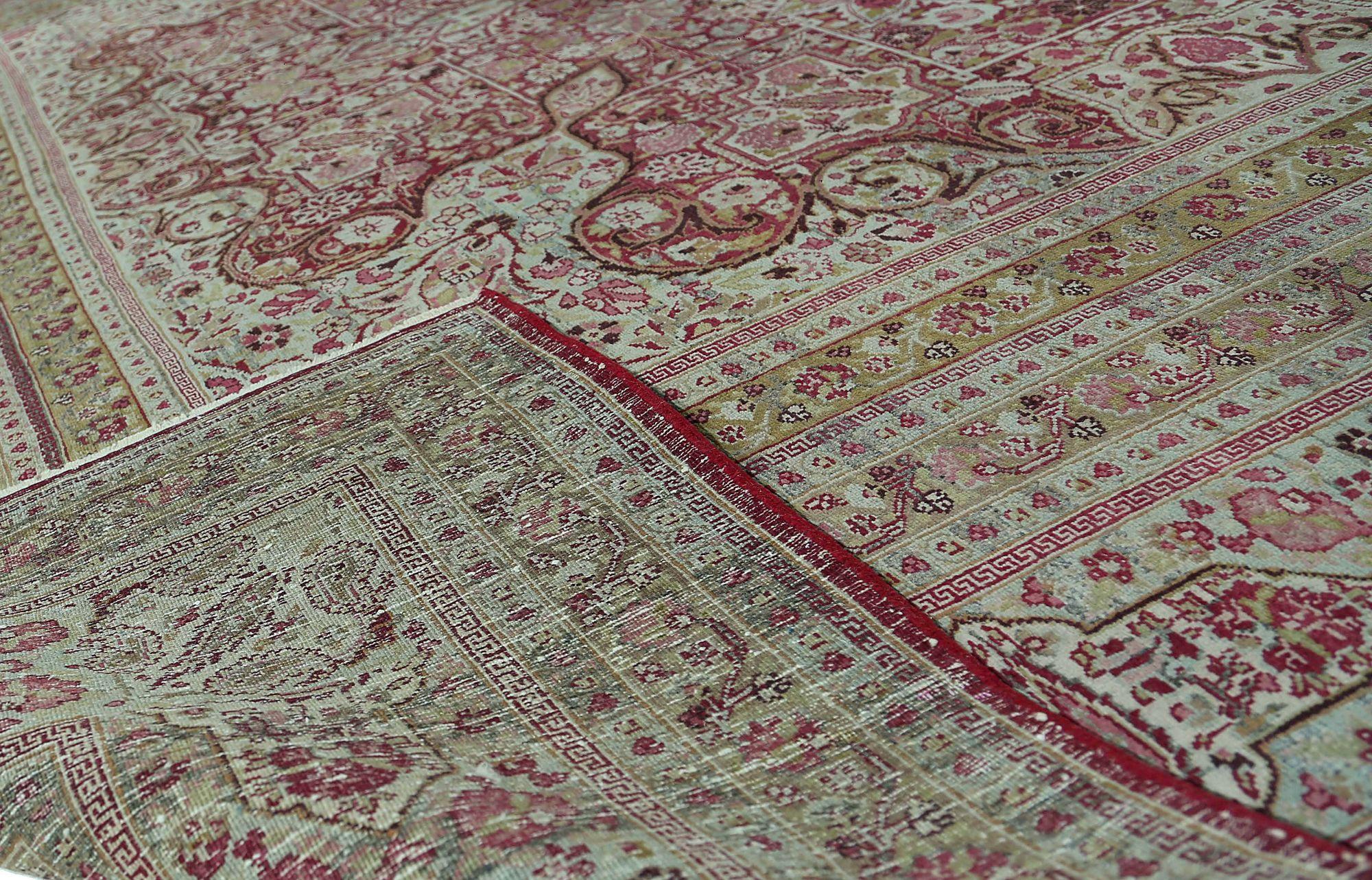 Persische Mashad-Teppiche – Wolle, rotes Design – 97232 (20. Jahrhundert) im Angebot