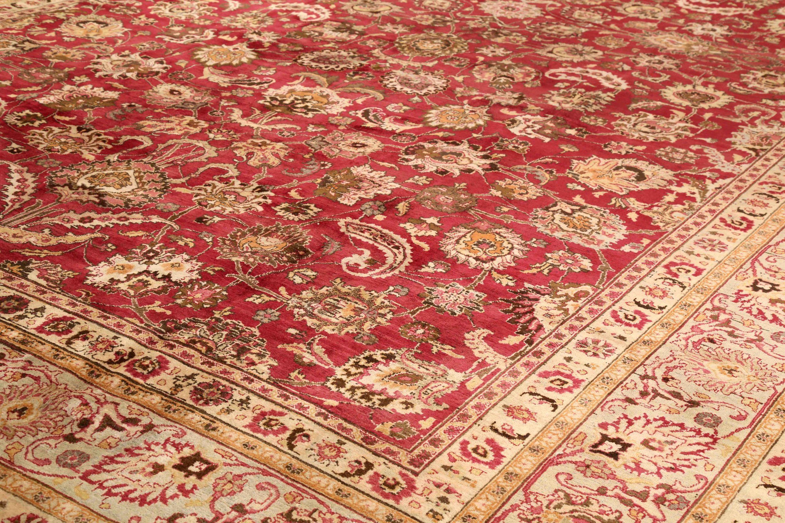 Persischer Mashad Over Size-Teppich Circa 1880 - Wolle Elfenbein Rot 73864 (Asiatisch) im Angebot
