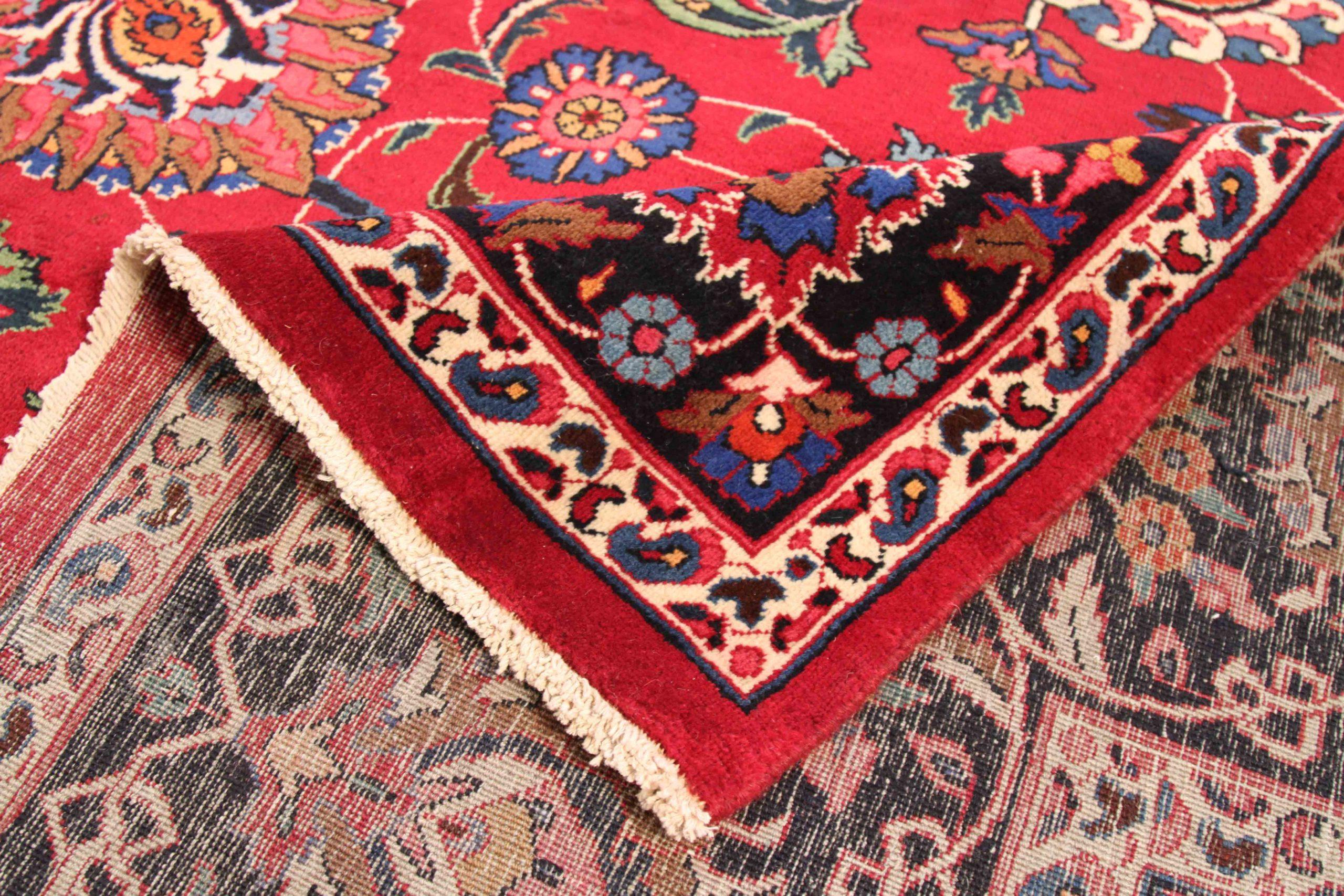 Tappeto persiano Mashad Over Size Circa 1940 - Lana Avorio Blu Navy Rosso 70606 In condizioni ottime in vendita a Dallas, TX