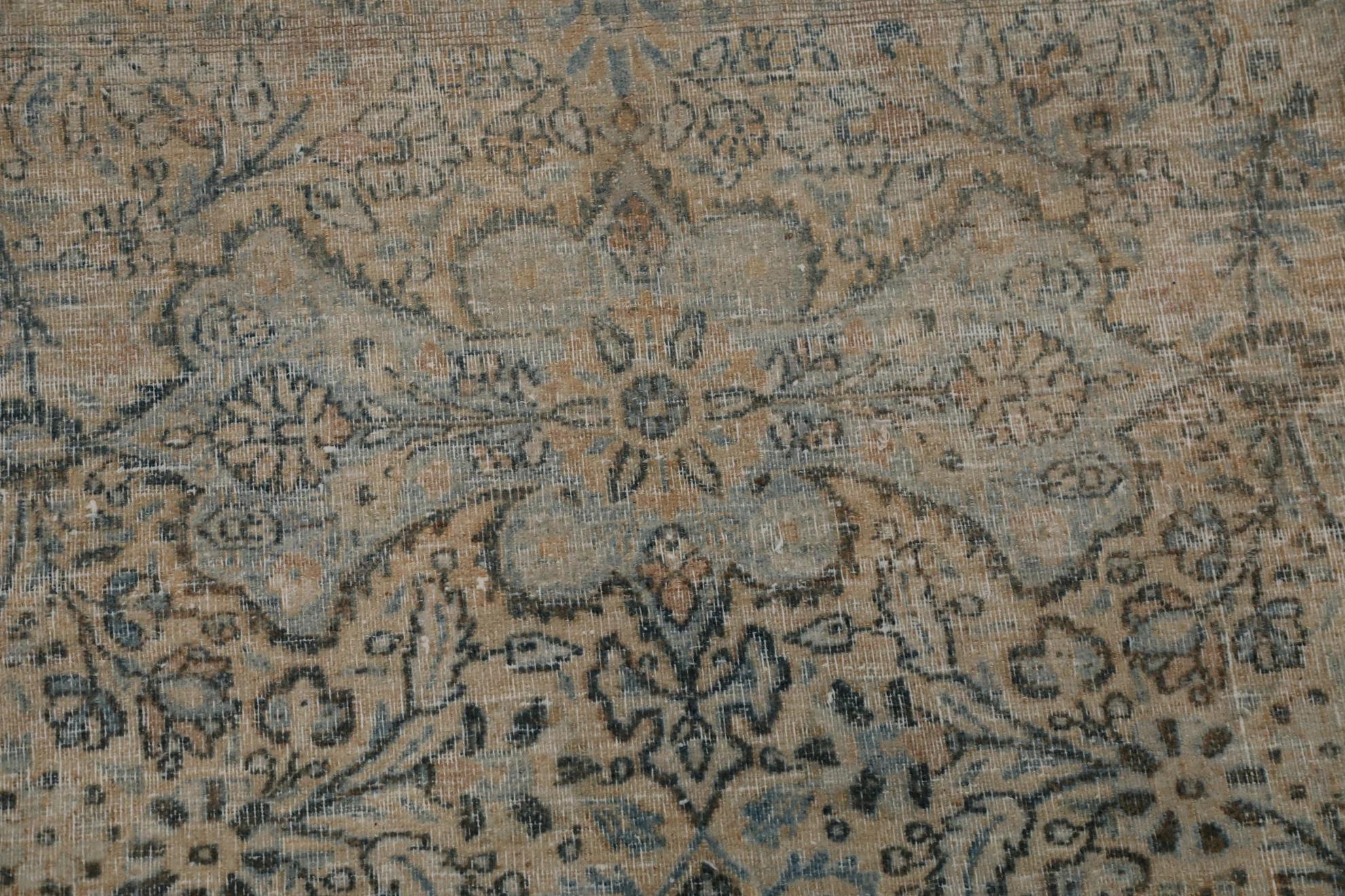 Persischer Mashad Over Size Teppich - Wolle Blau Braun Elfenbein Design - 99416 (20. Jahrhundert) im Angebot