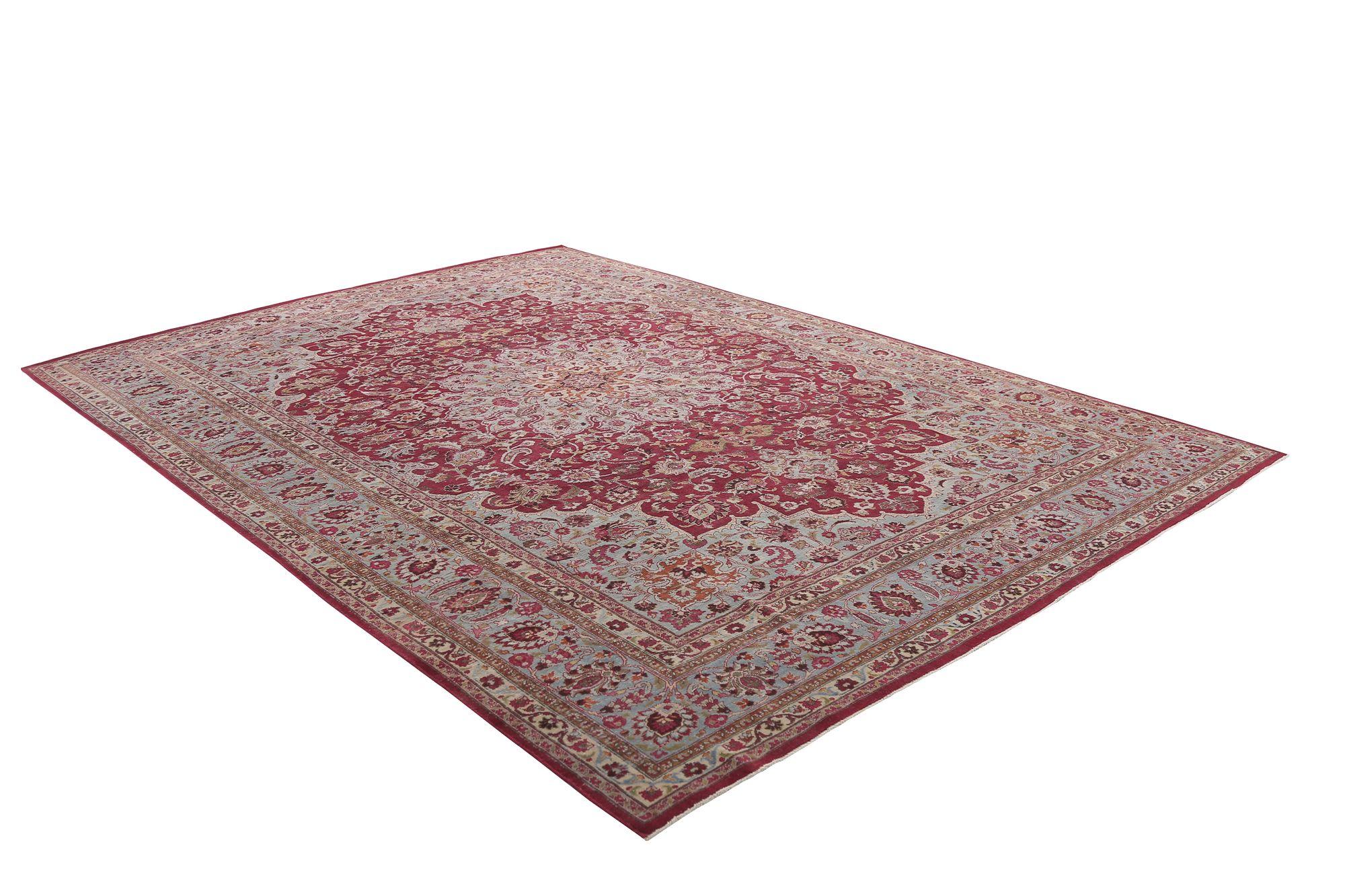 Iraqi Persian Mashad Over Size Rug - Wool Red Design - 96696 For Sale