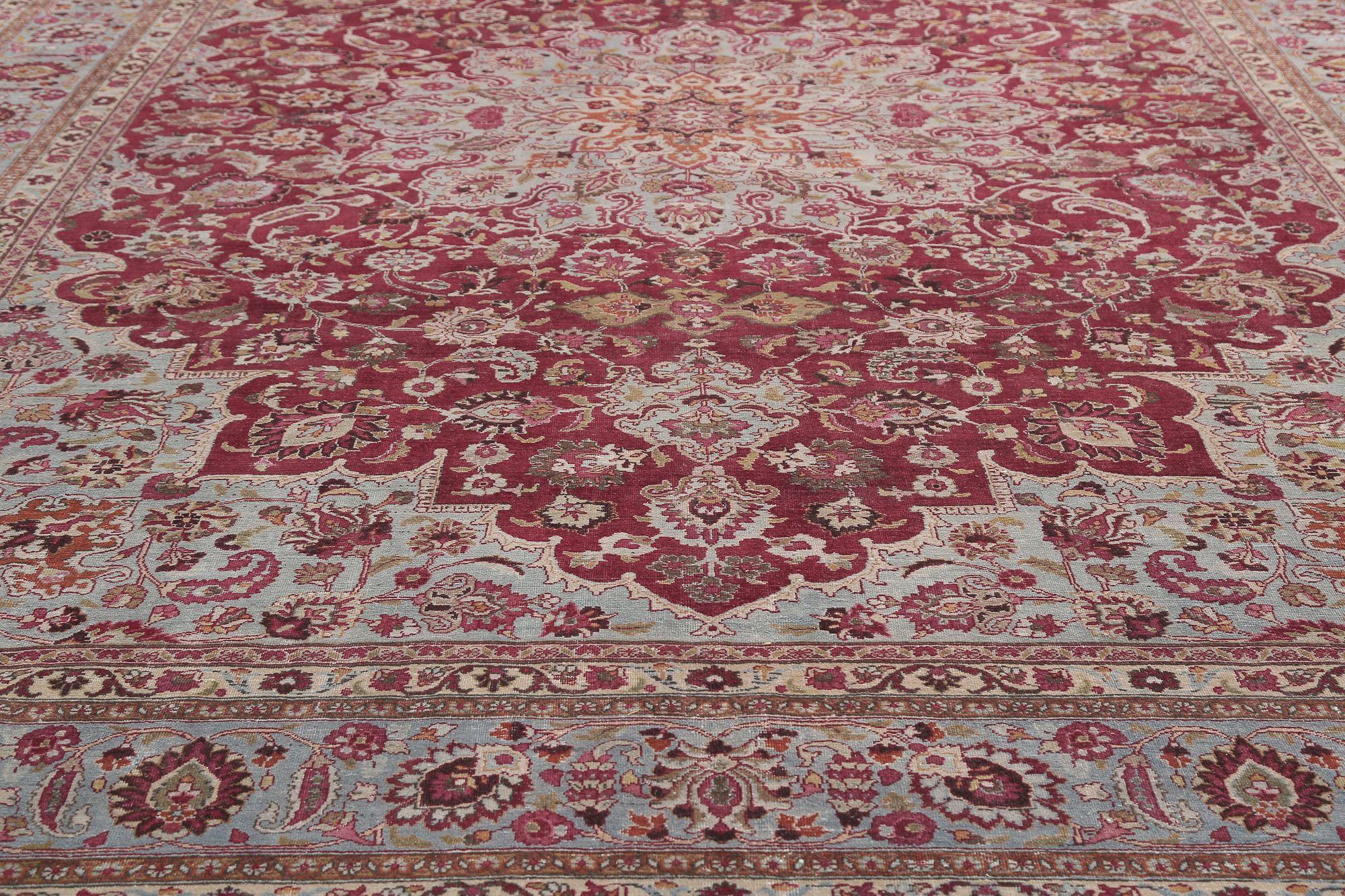 20th Century Persian Mashad Over Size Rug - Wool Red Design - 96696 For Sale