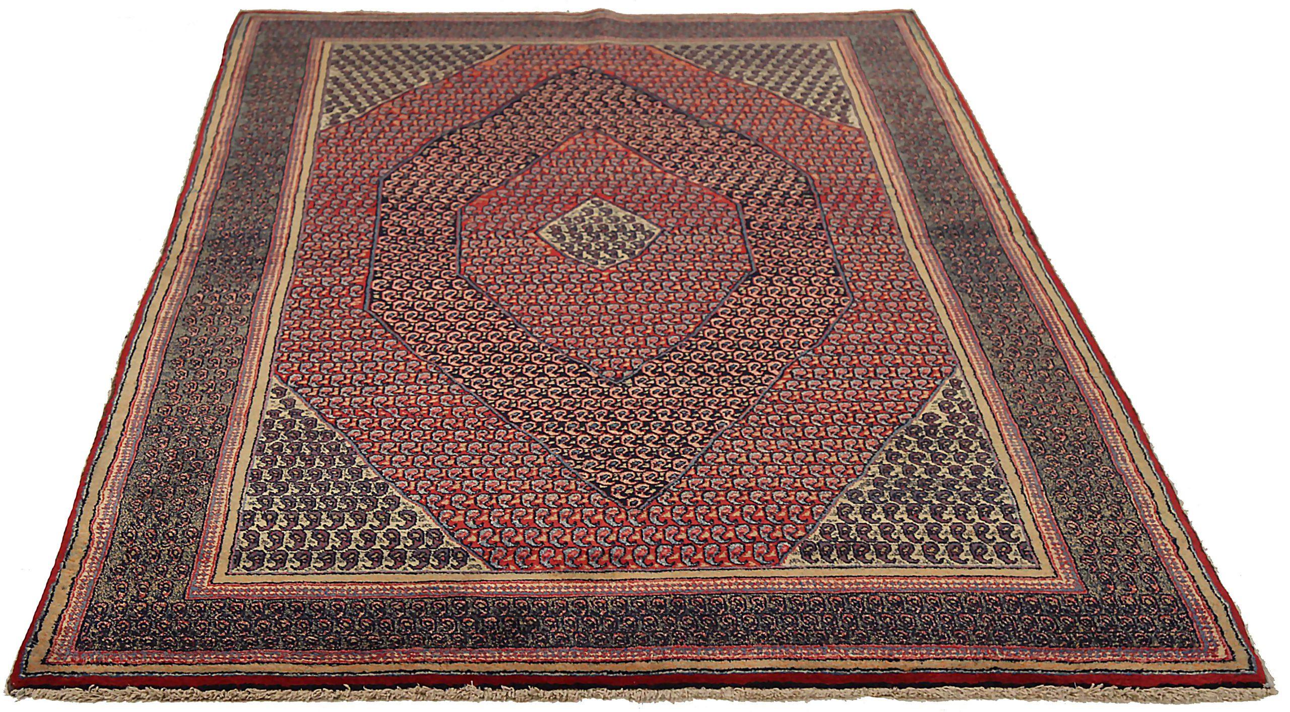 Entdecken Sie die Eleganz des persischen Mashad mit kleinem Teppich von CIRCA 1880. Dieses exklusive Design aus Wolle und ElfenbeinMarineblauRot ist perfekt, um Ihren Raum zu verschönern.