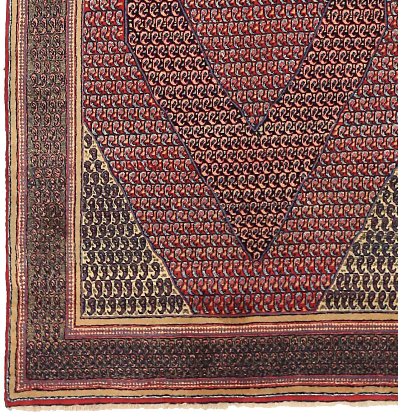 Persischer Mashad Kleiner Teppich - Wolle Elfenbein Marineblau Blau Rot 71584 (Asiatisch) im Angebot