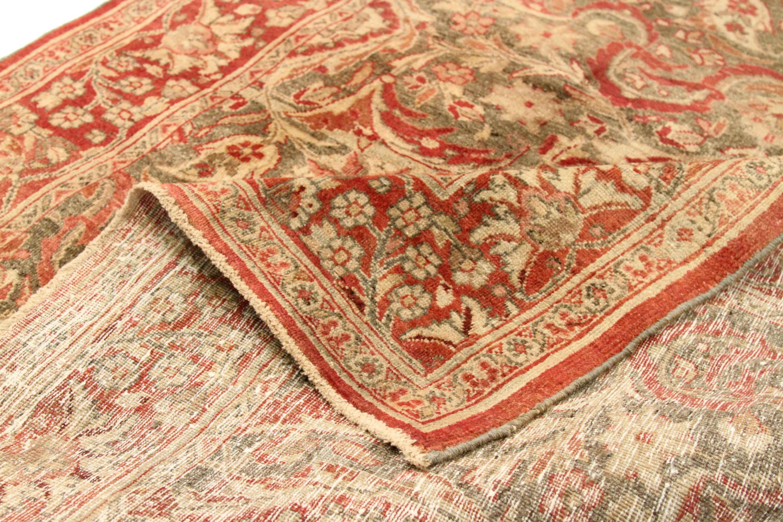 Persischer Mashad Small Teppich - Wolle Braun Elfenbein Rot Design - 75807 (Irakisch) im Angebot