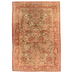 Persian Mashad Small Rug - Wool Brown Ivory Red Design - 75807