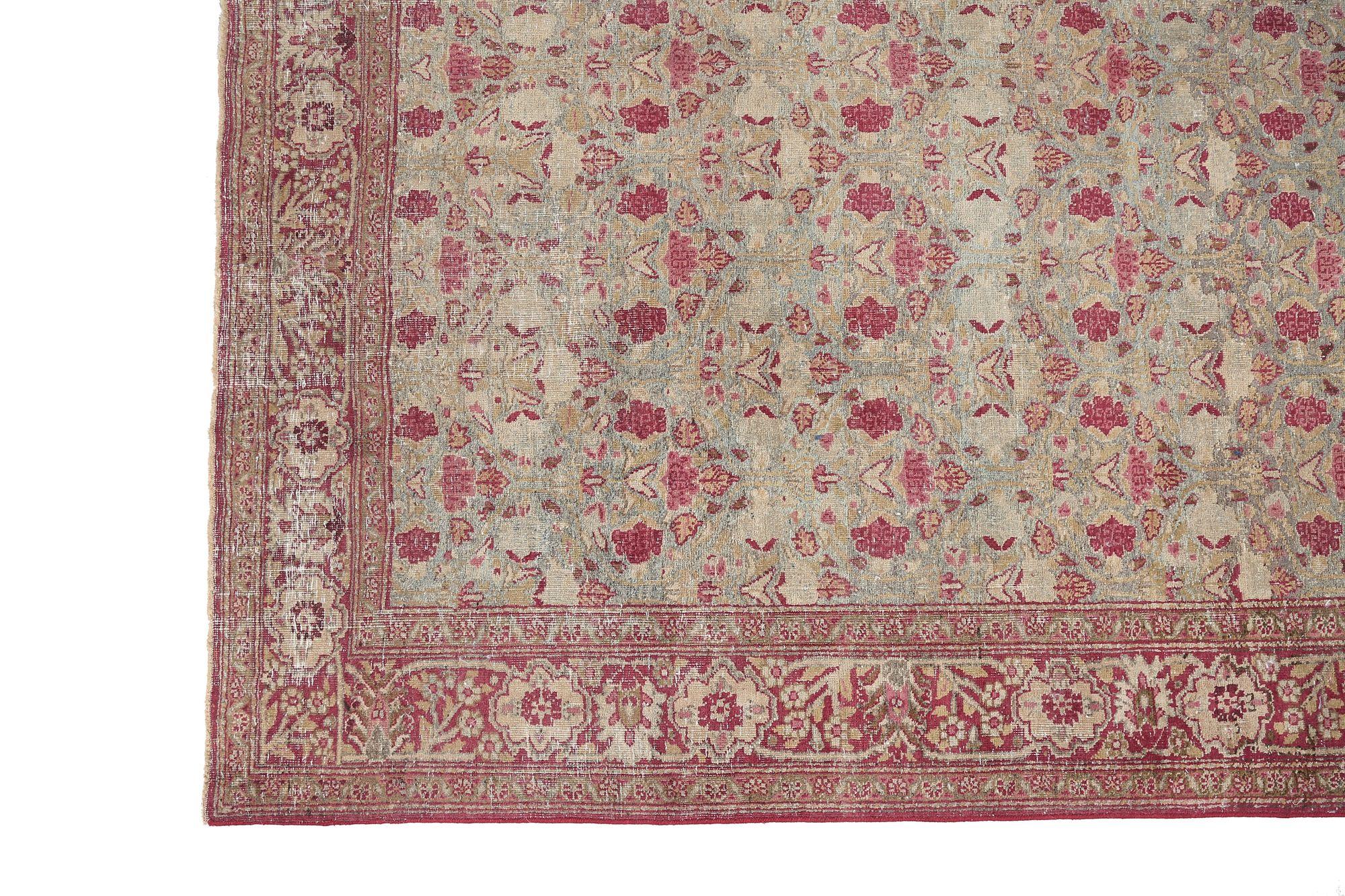 Persischer Mashad Kleiner Teppich - Wolle Hellblau Rosa Design - 97685 im Zustand „Hervorragend“ im Angebot in Dallas, TX