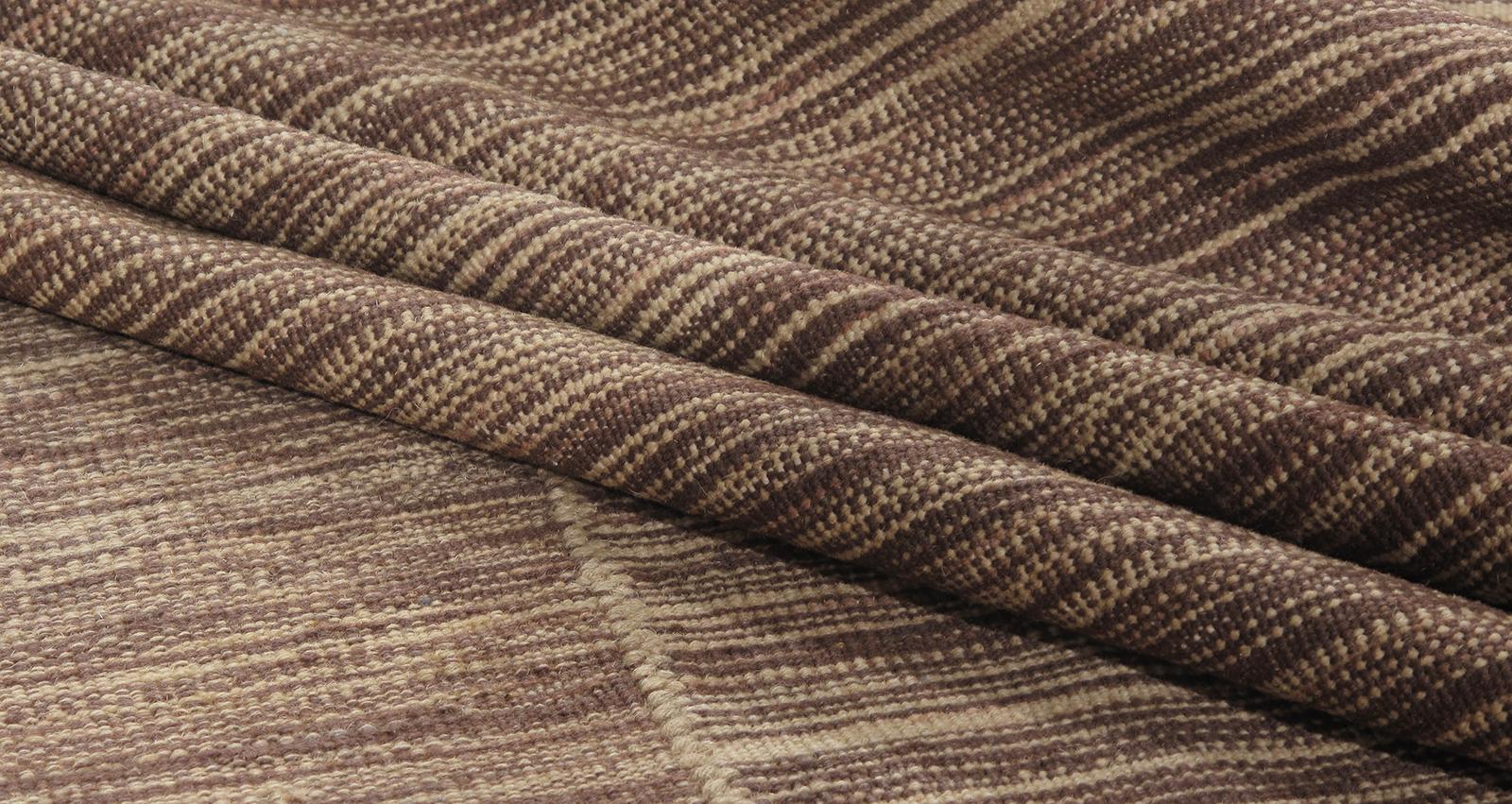 Hand-Woven Persian Mazandaran Handwoven Flat-Weave Rug in Purple and Beige For Sale