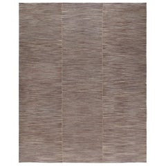 Persischer handgewebter Mazandaran Flachgewebe-Teppich in Lila und Beige