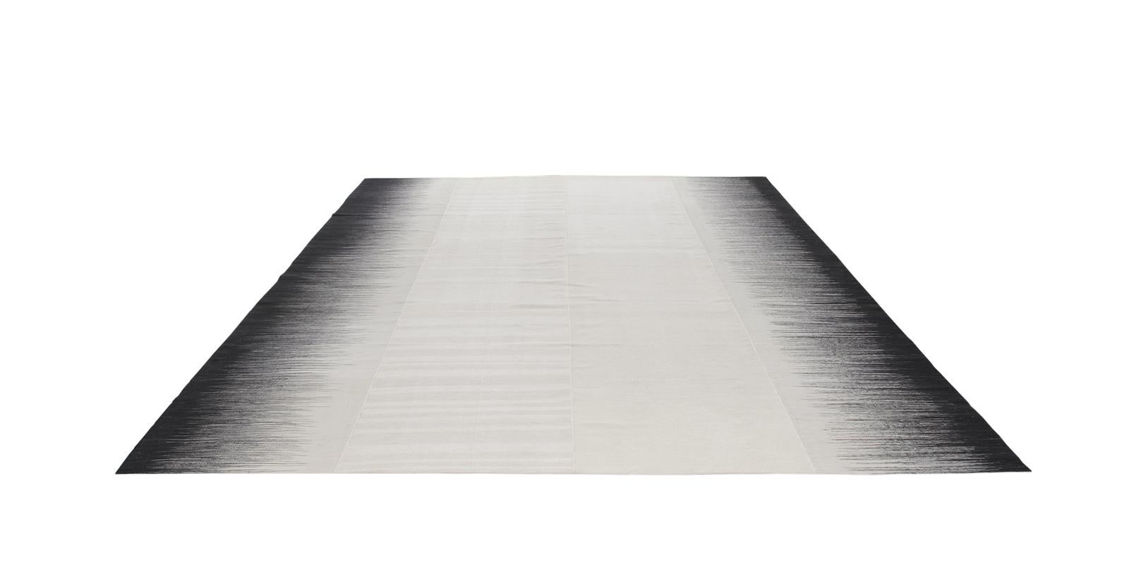 black and white flat weave rug
