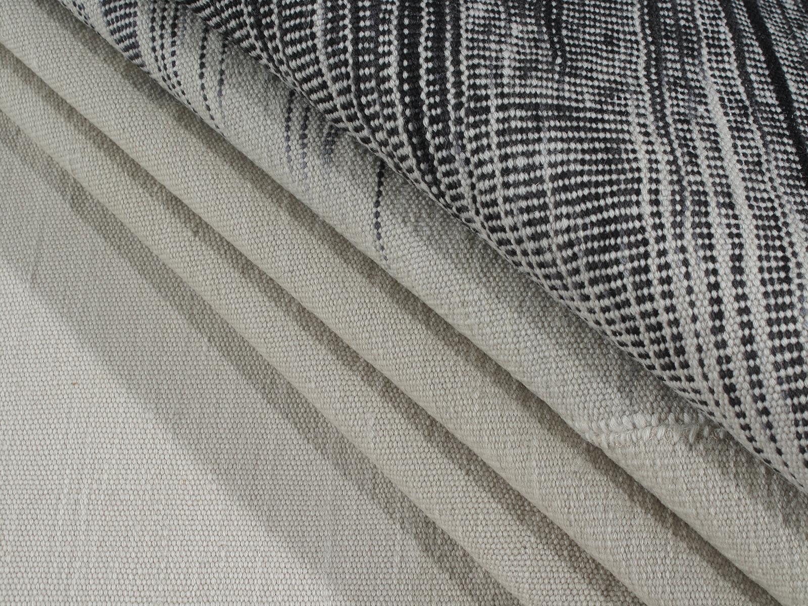 Modern Persian Mazandaran Handwoven Flat-Weave Rug in Black and White Color For Sale