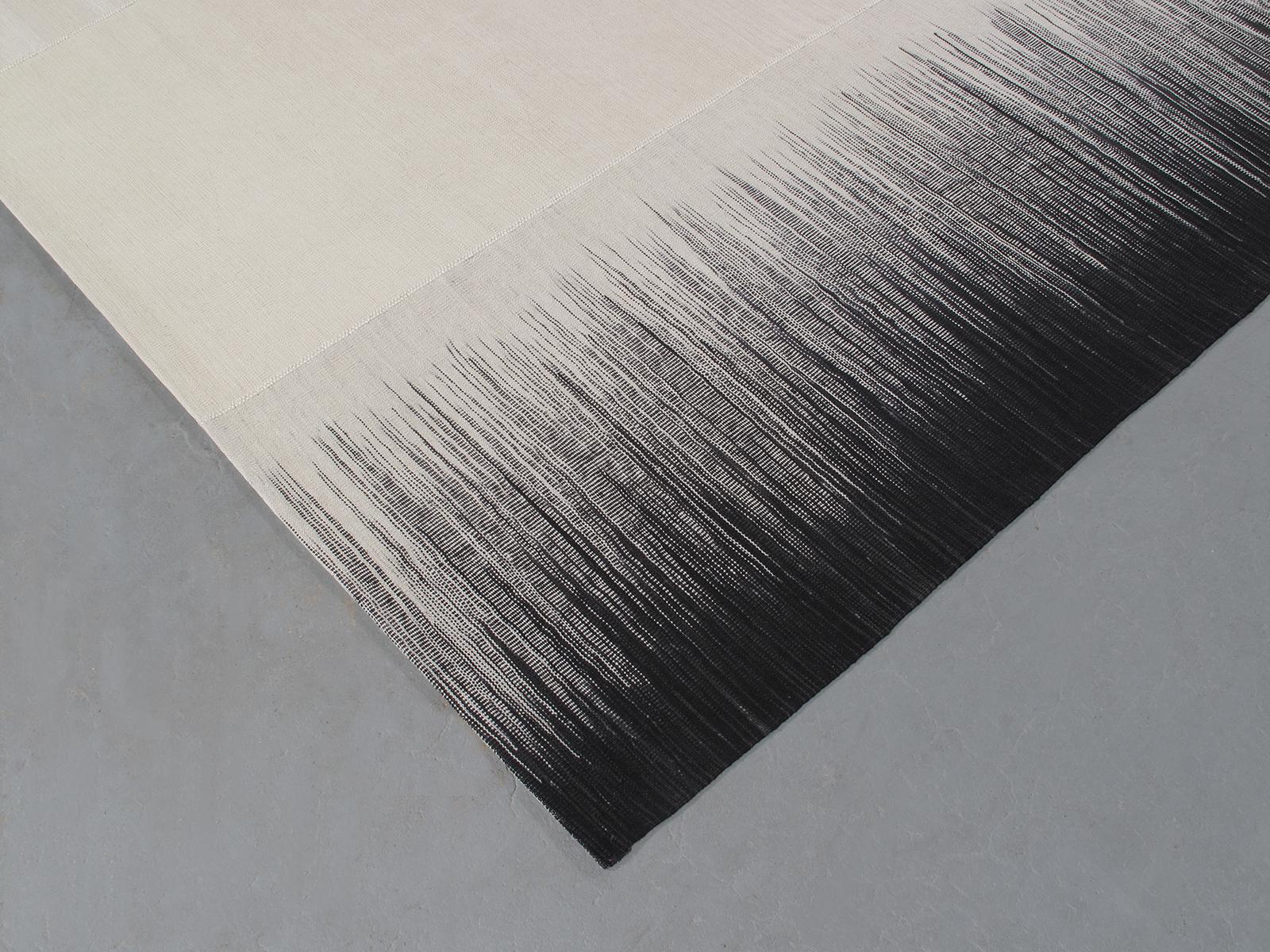 Hand-Woven Persian Mazandaran Handwoven Flat-Weave Rug in Black and White Color For Sale