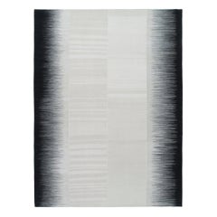 Persischer handgewebter Mazandaran Flachgewebe-Teppich in Schwarz und Weiß