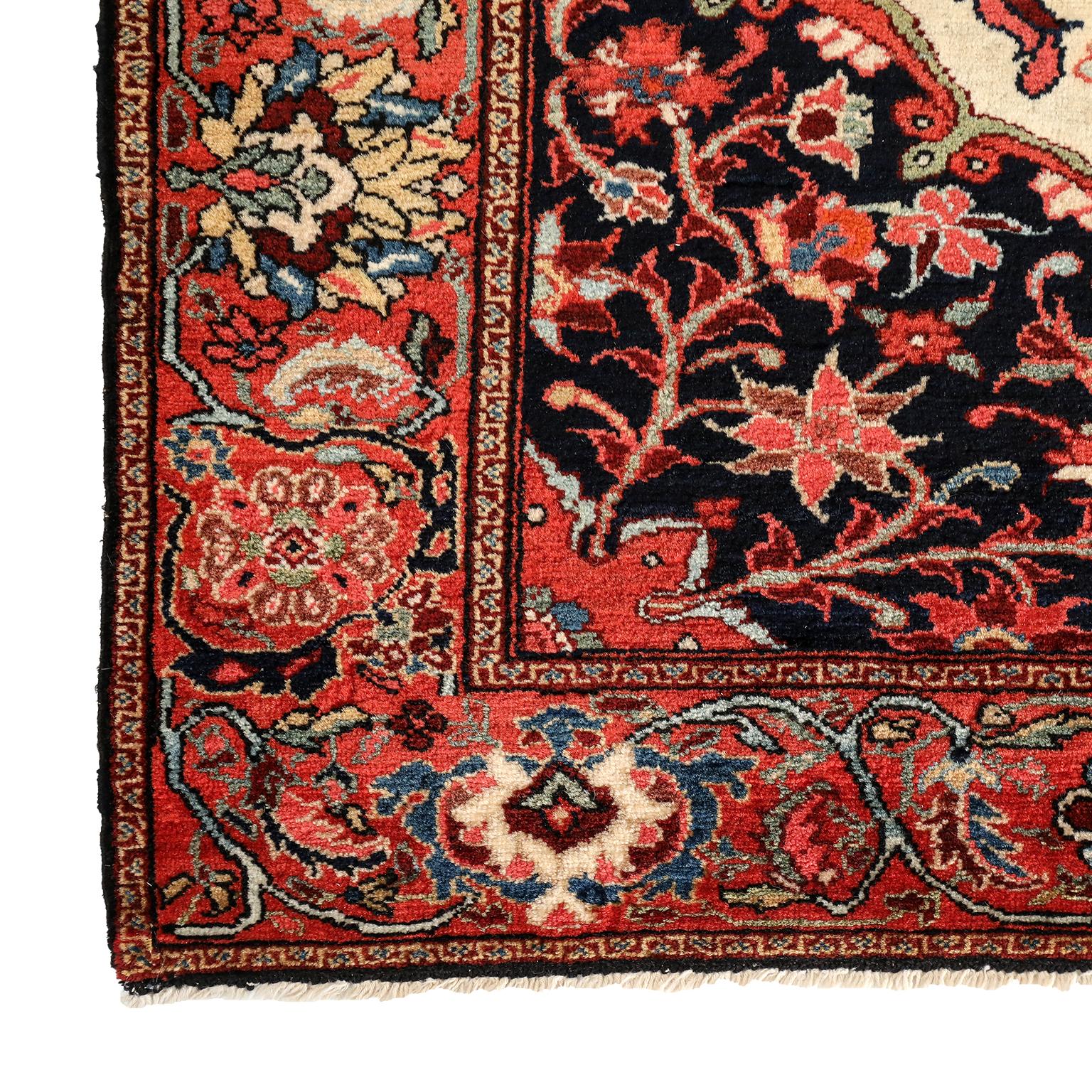 Vegetable Dyed Antique 1900s Wool Persian Meeshan Malayer Rug, 4' x 6' For Sale