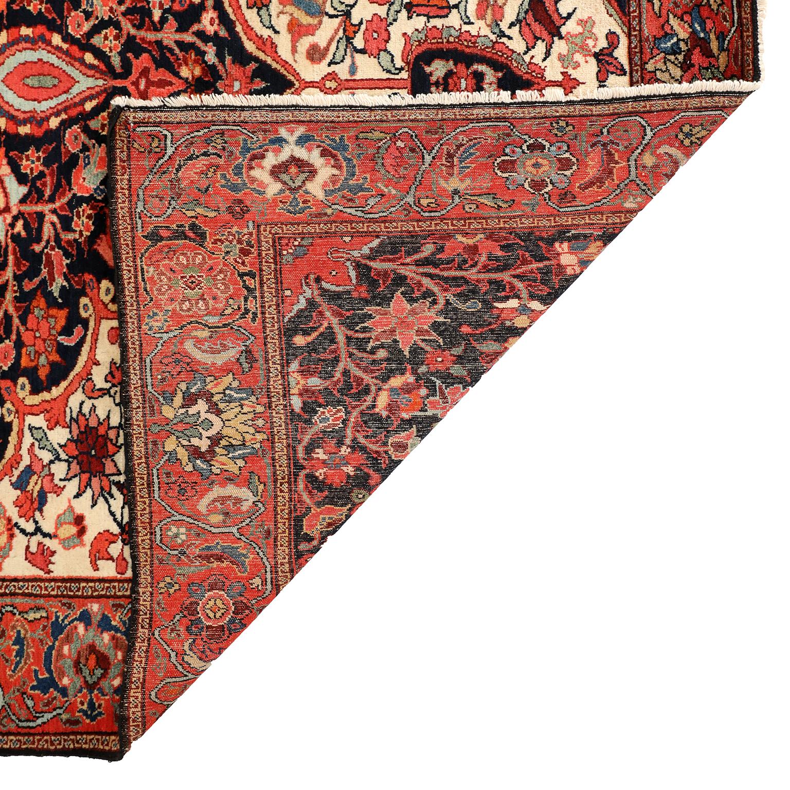 Antique 1900s Wool Persian Meeshan Malayer Rug, 4' x 6' In Good Condition For Sale In New York, NY