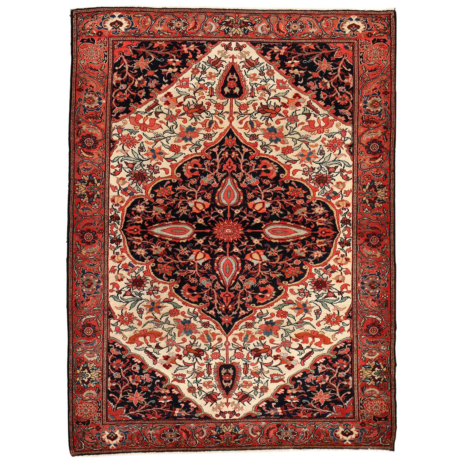 Antiquités 1900 Tapis persan Meeshan Malayer en laine, 4' x 6'