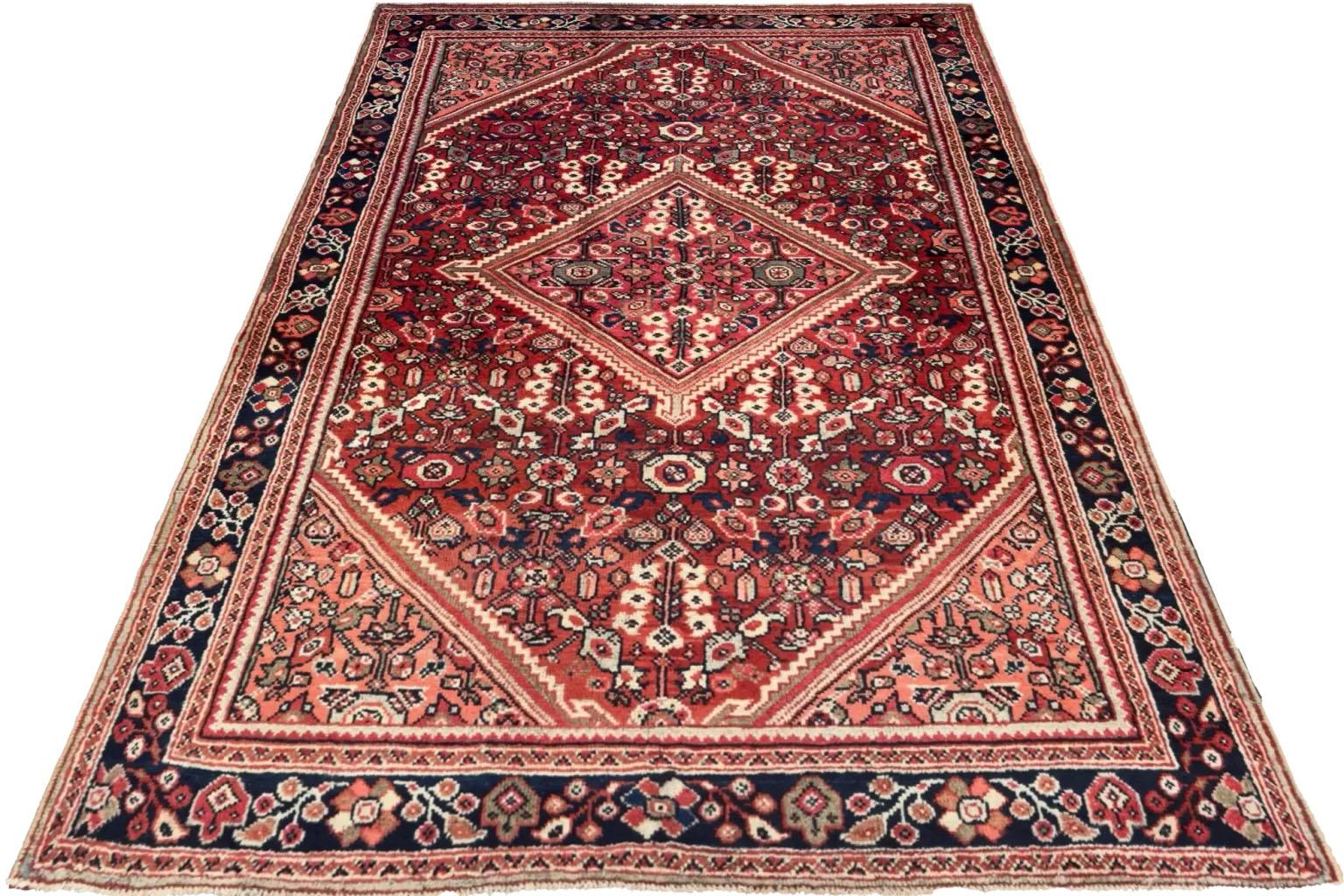Perse Tapis persan Meshkabad - Red Navy Ivory en vente