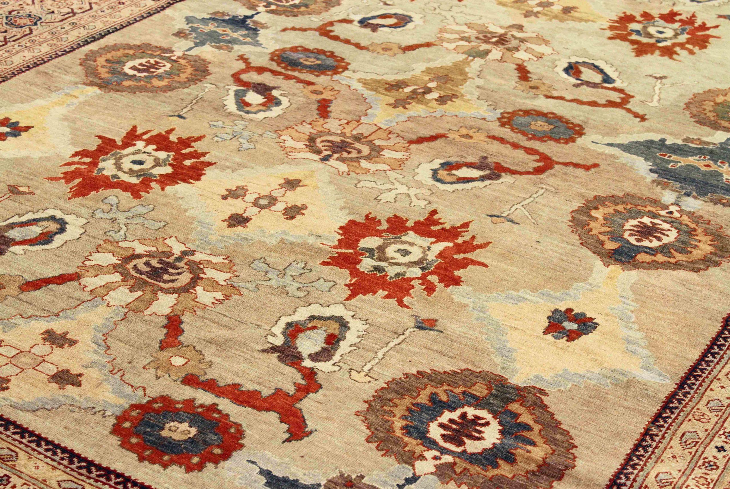 Persische Meshkabad Bereich Teppiche CIRCA 1880 - Wolle Elfenbein Rot Gelb Design - 75489 (Asiatisch) im Angebot