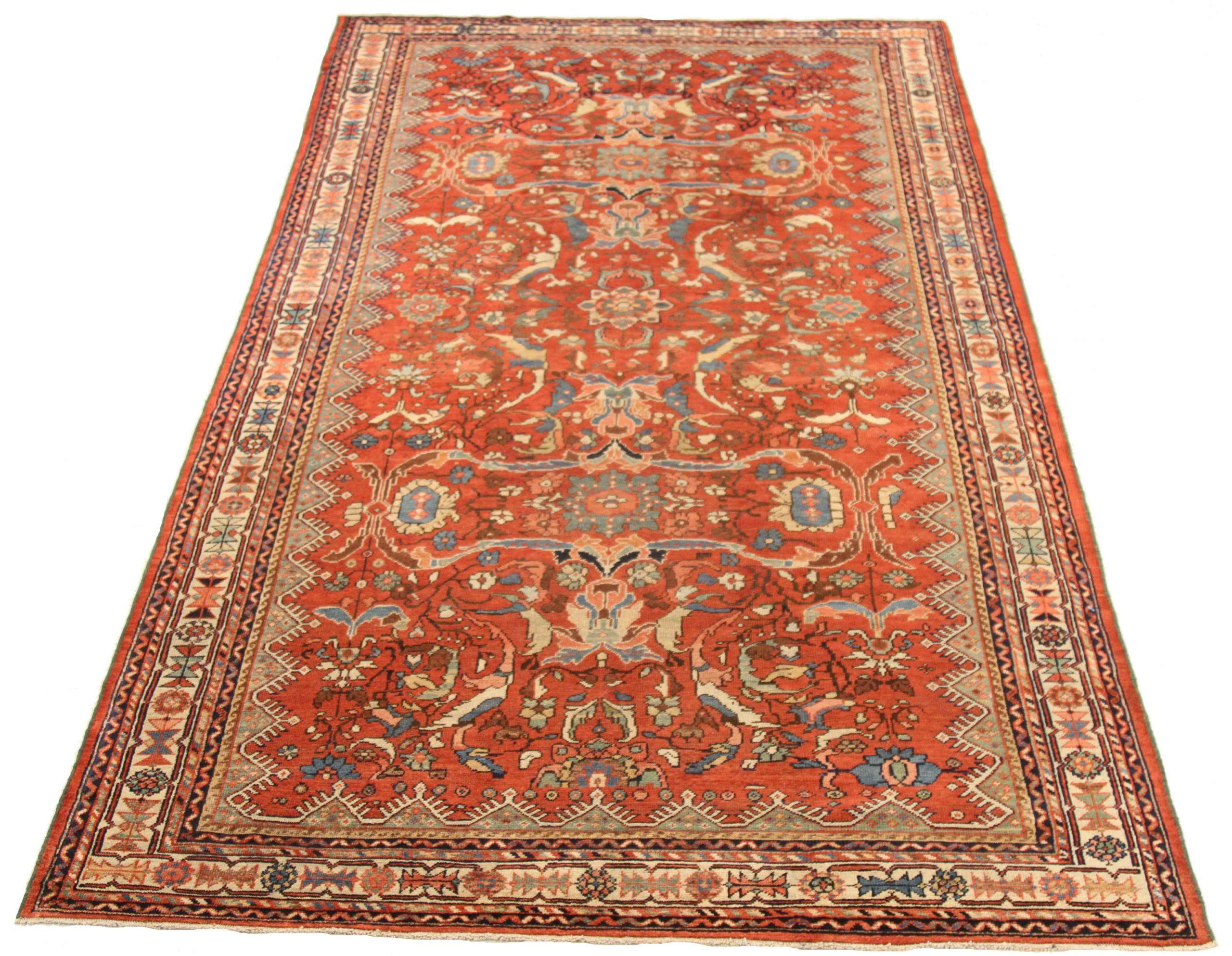 Entdecken Sie die Eleganz des persischen Meshkabad mit kleinem Teppich von CIRCA 1880. Dieses exklusive Design aus Wolle und Blau-Elfenbein-Rot ist perfekt, um Ihren Raum zu verschönern.