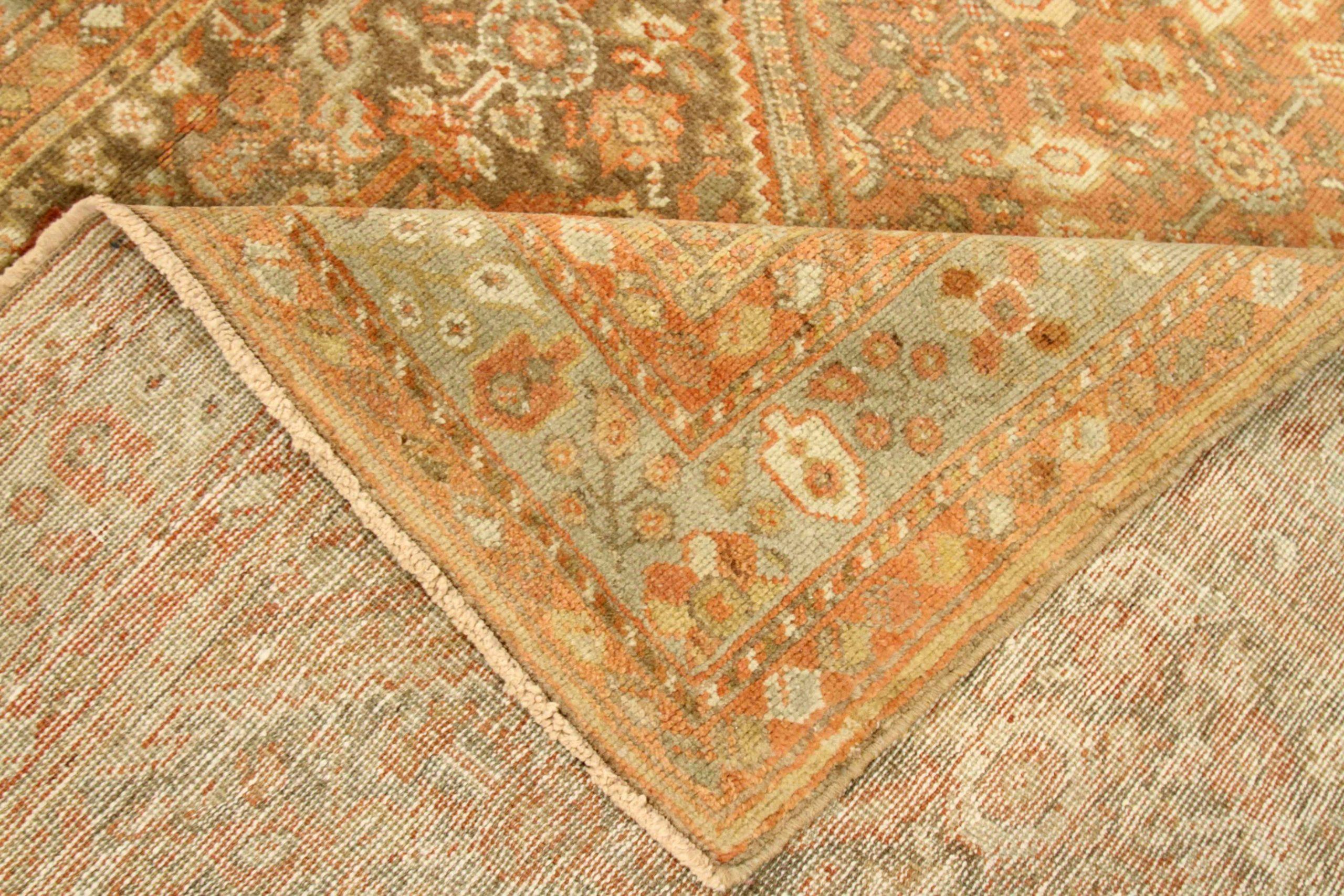Persischer Meshkabad Small Teppich - Wolle Braun Grün Rot Design - 75663 (Asiatisch) im Angebot
