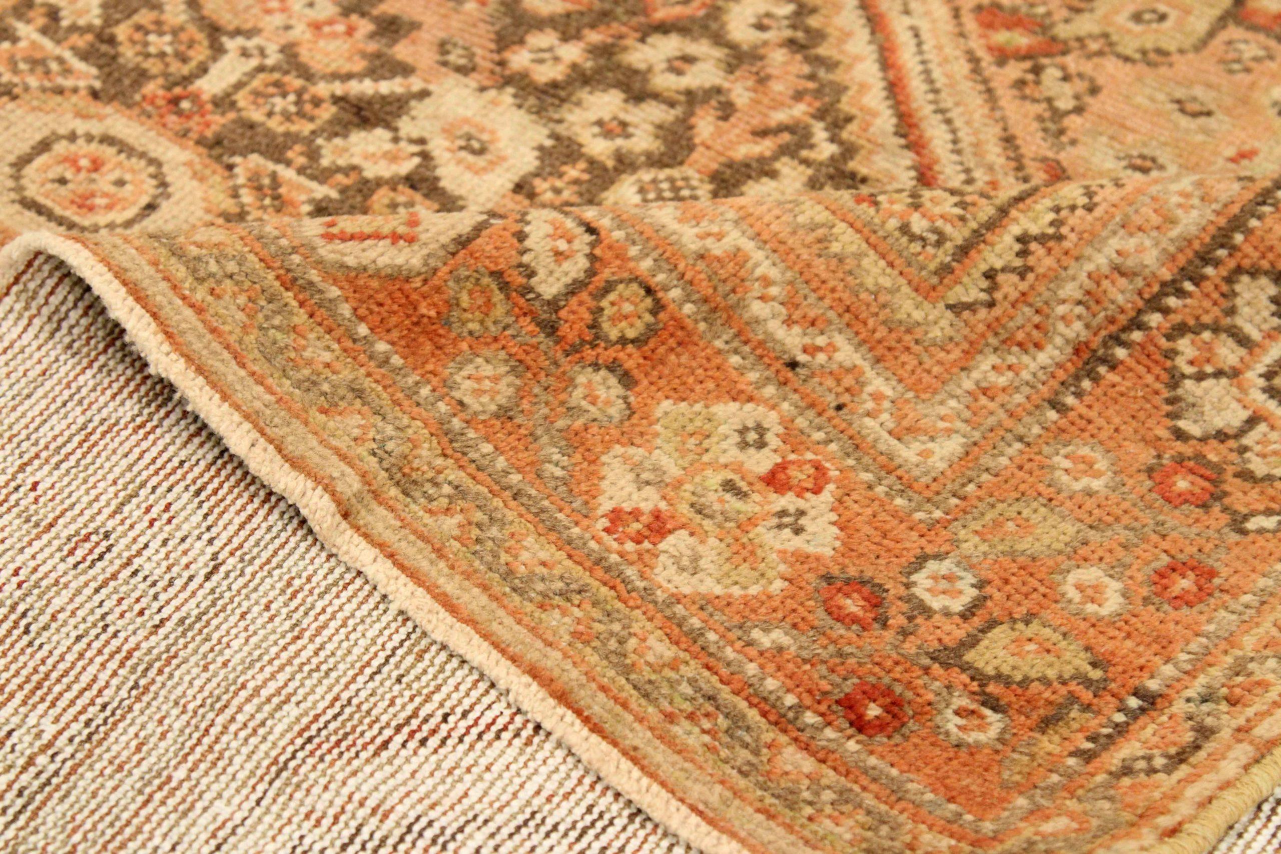 Persischer Meshkabad Kleiner Teppich - Wolle Braun Elfenbein Rosa Design - 75668 (Asiatisch) im Angebot